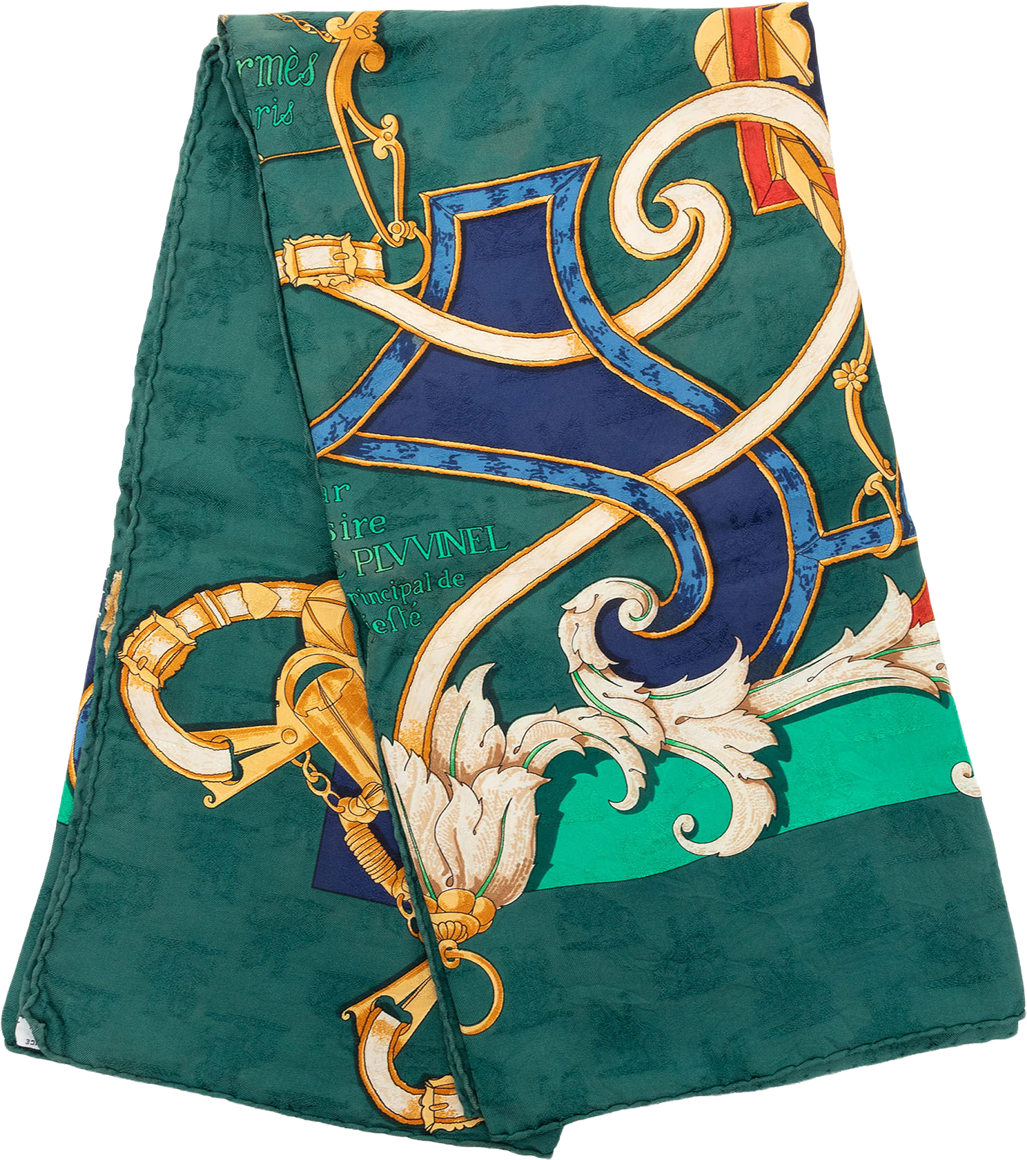 Hermès Par Mefsire Antoine De Plvvinel Silk Scarf 90, från Luxclusif, i färgen grön.