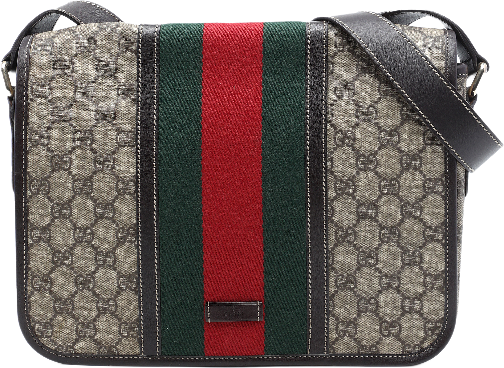 Gucci Gg Supreme Web Crossbody, från Luxclusif, i färgen beige.
