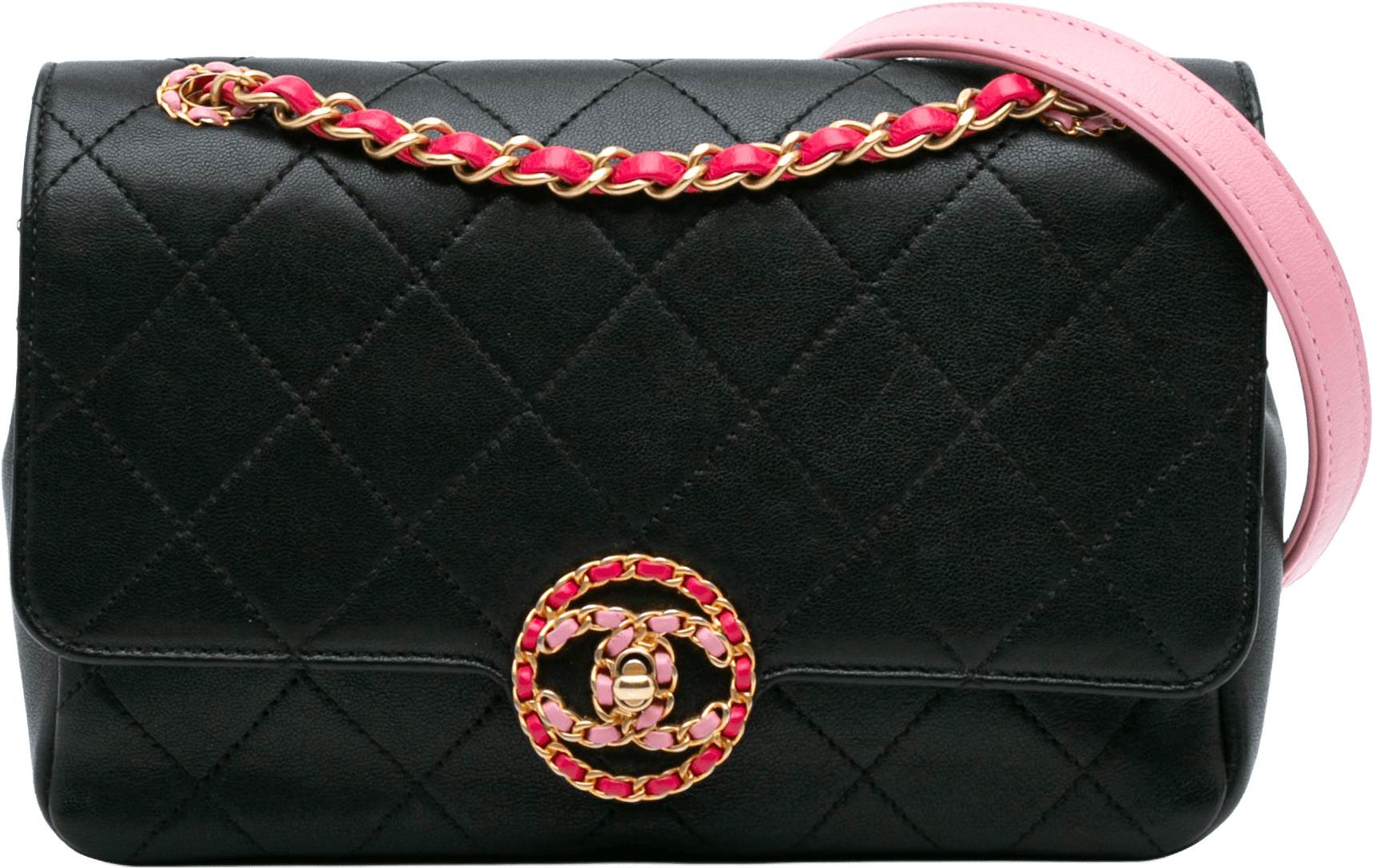 Chanel Quilted Calfskin Cc Chain Logo Crossbody, från Luxclusif, i färgen black.