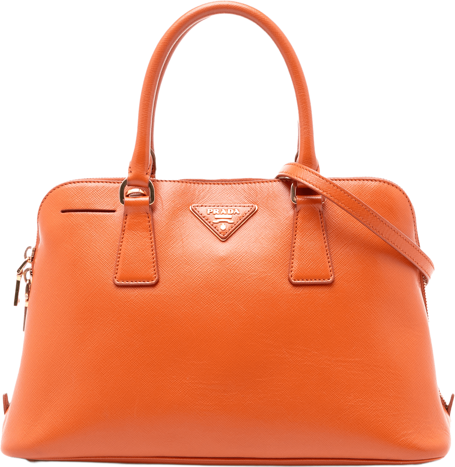 Prada Medium Saffiano Lux Promenade Satchel, från Luxclusif, i färgen orange.