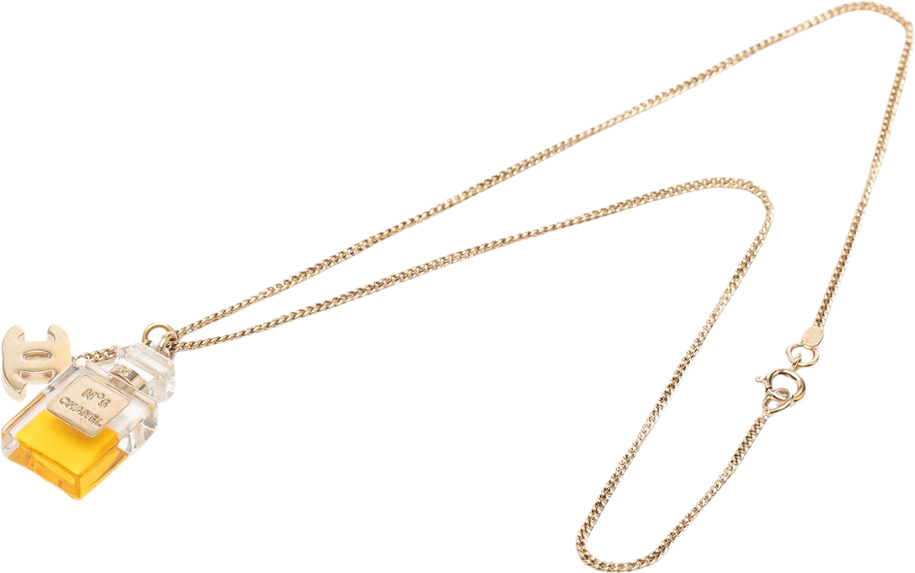 Chanel Gold Plated No 5 Perfume Bottle And Cc Pendant Necklace, från Luxclusif, i färgen gold.