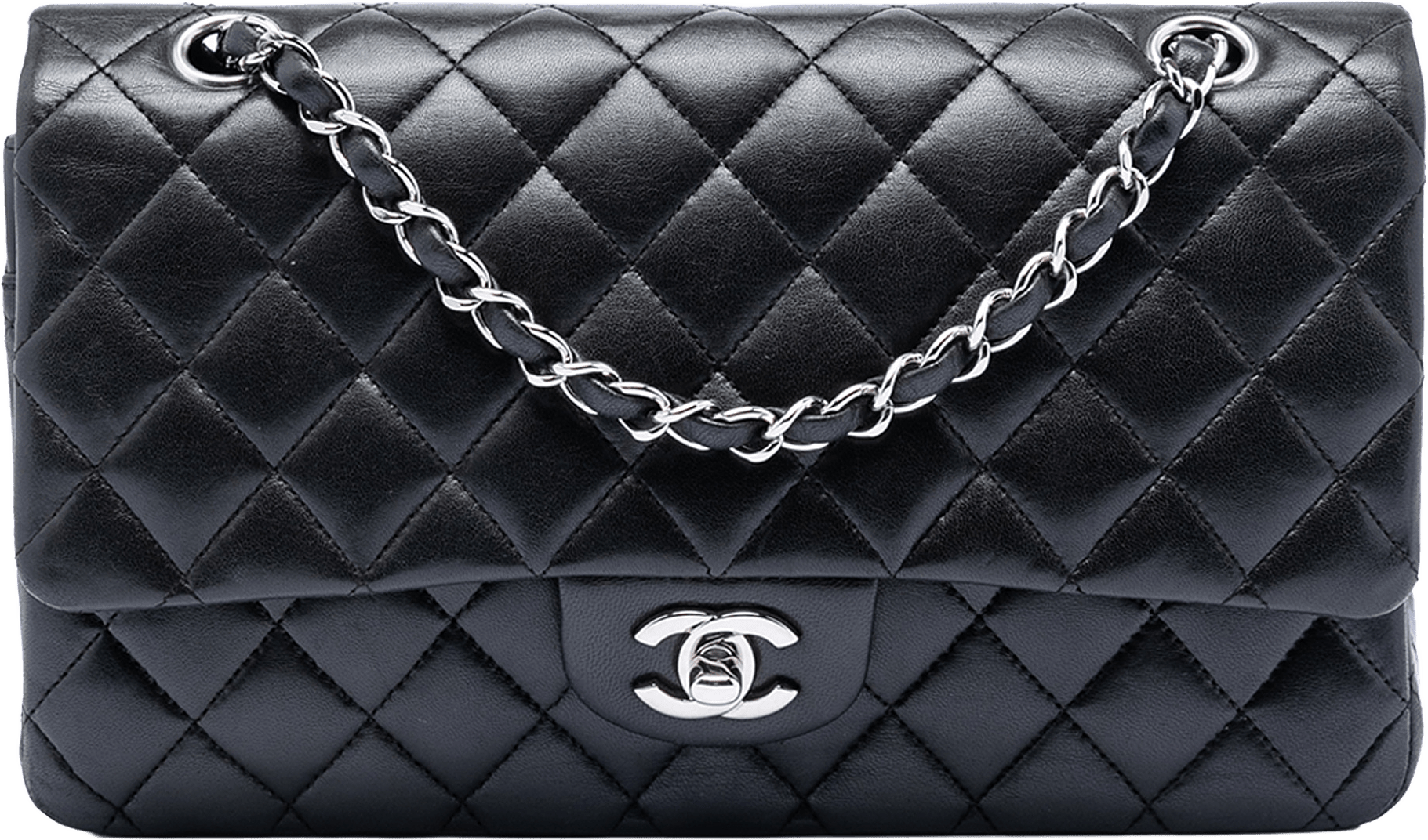 Chanel Medium Classic Lambskin Double Flap, från Luxclusif, i färgen black.