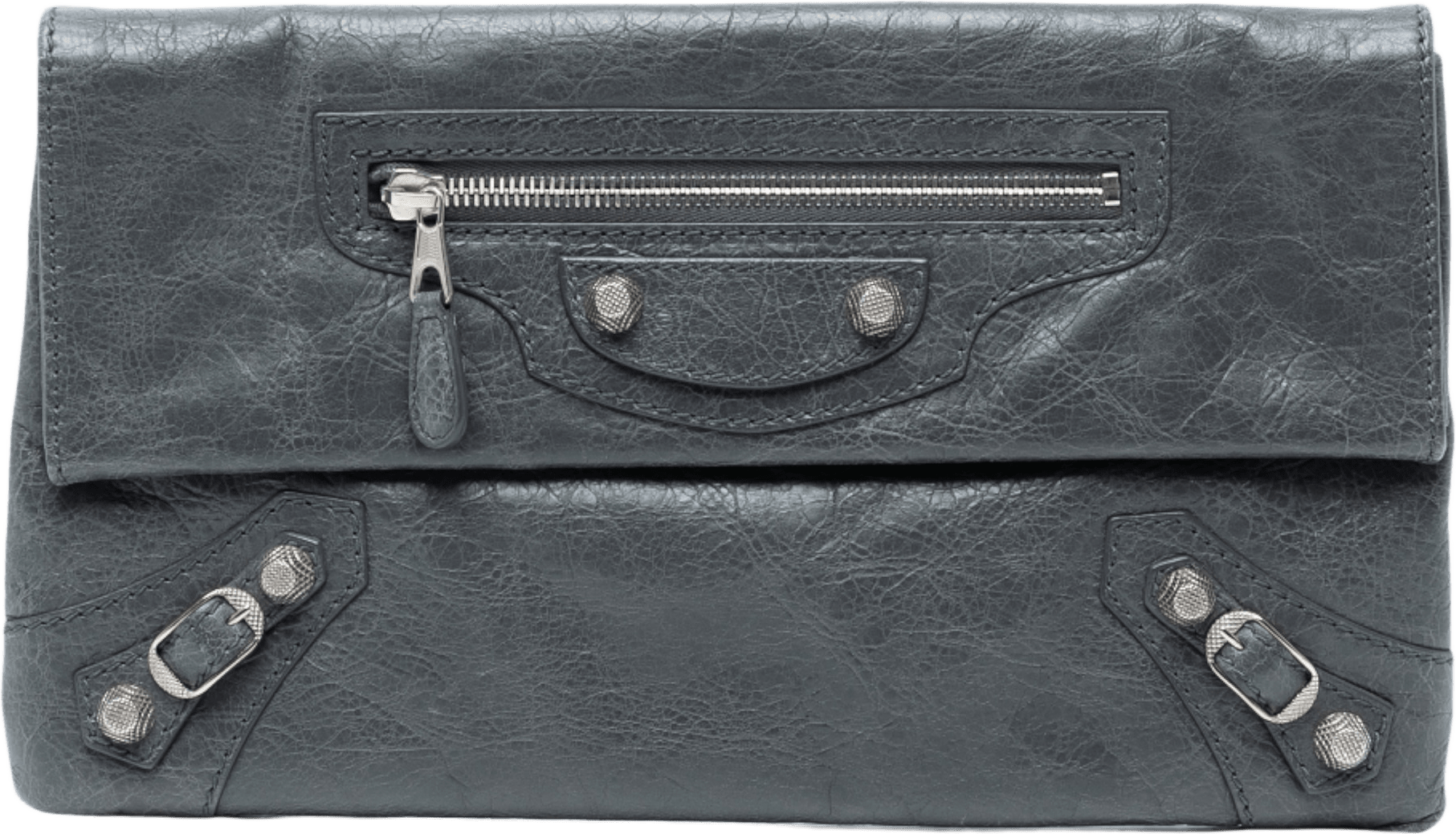 Balenciaga Lambskin Motocross Giant 12 Envelope Clutch, från Luxclusif, i färgen dark gray.