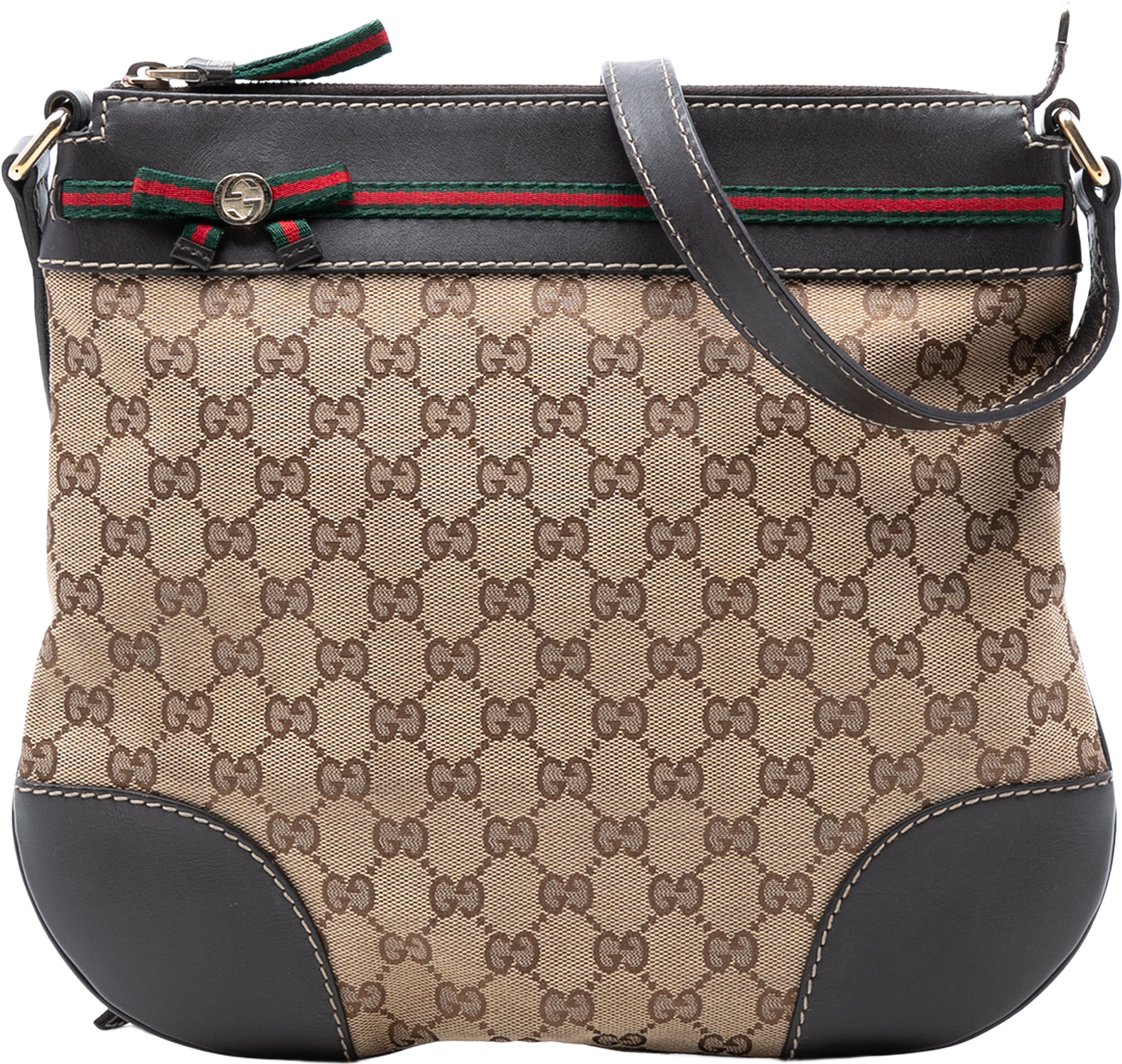 Gucci Gg Canvas Web Mayfair Crossbody, från Luxclusif, i färgen beige.