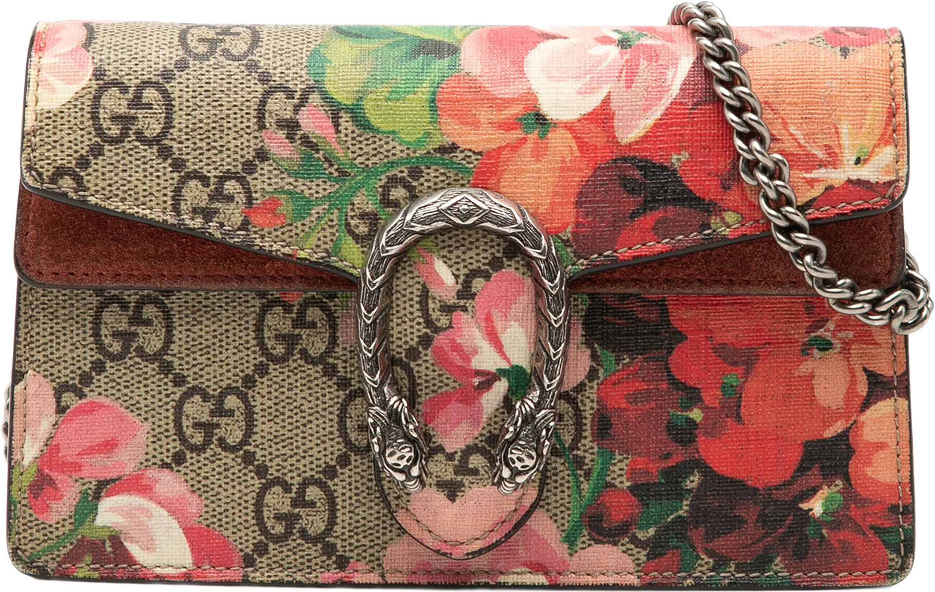 Gucci Mini Gg Supreme Blooms Dionysus Crossbody, från Luxclusif, i färgen beige.
