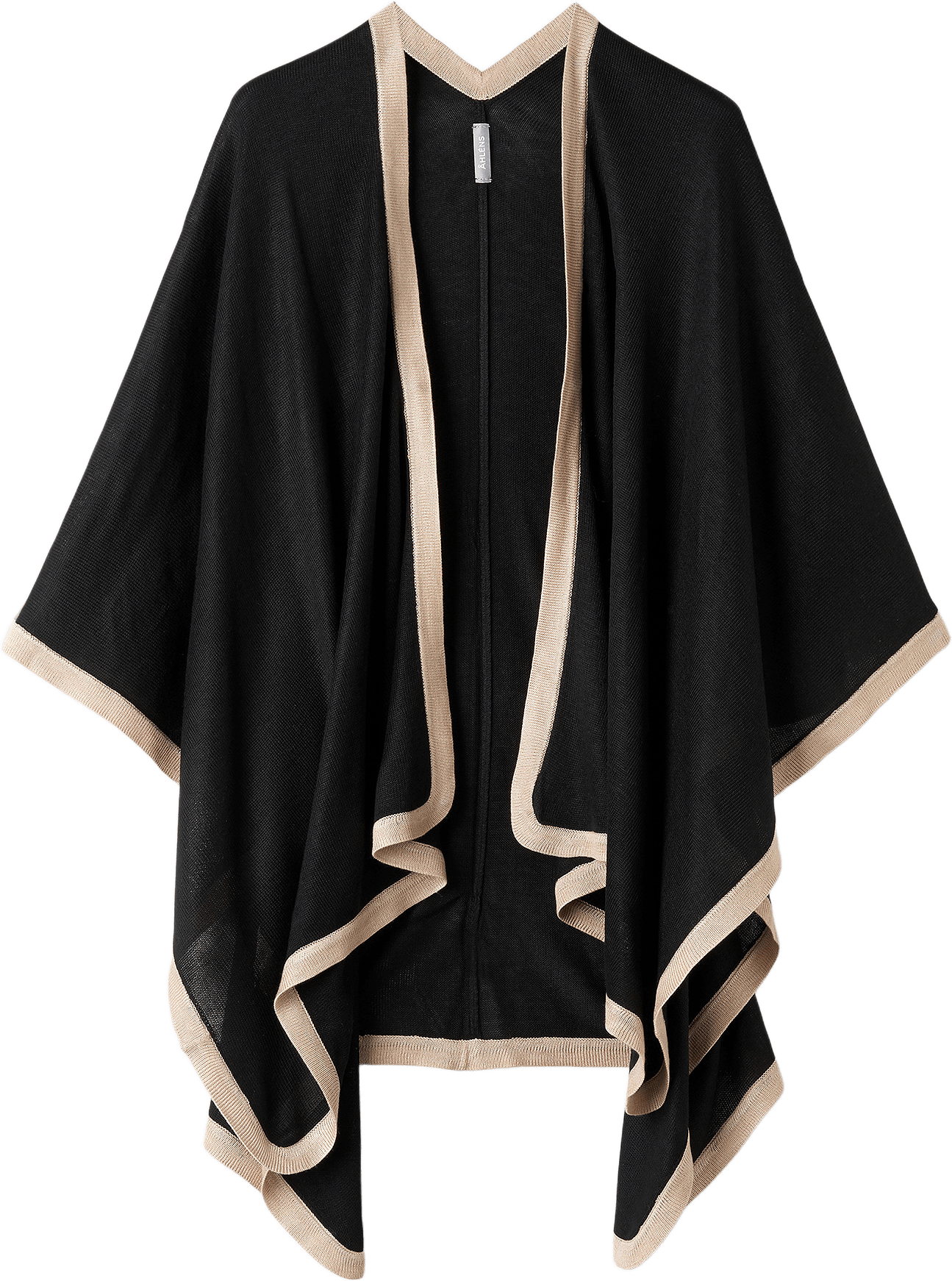 Stickad poncho MINSK, från Å WOMAN, i färgen Black.