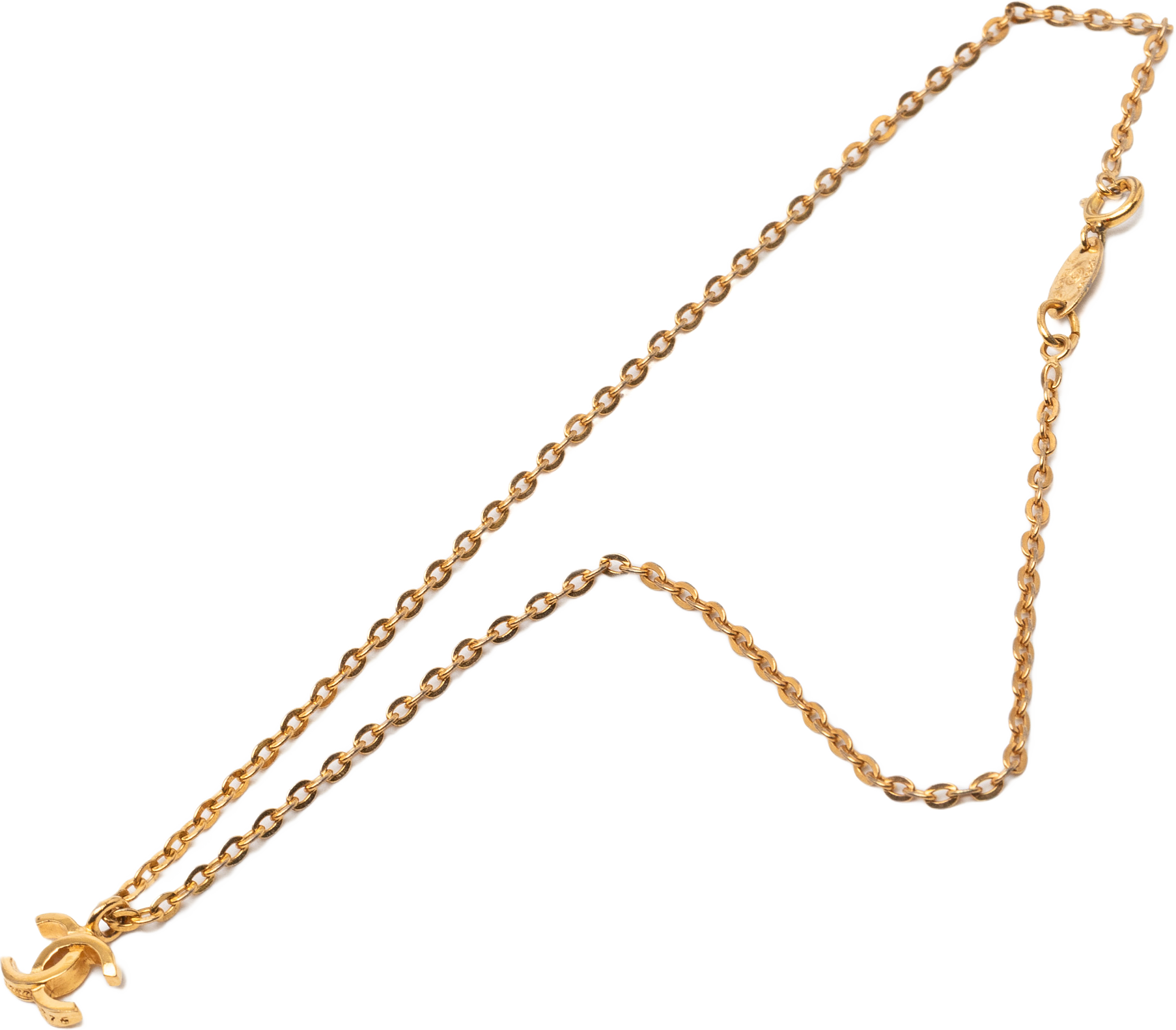 Chanel Gold Plated Cc Pendant Necklace, från Luxclusif, i färgen gold.