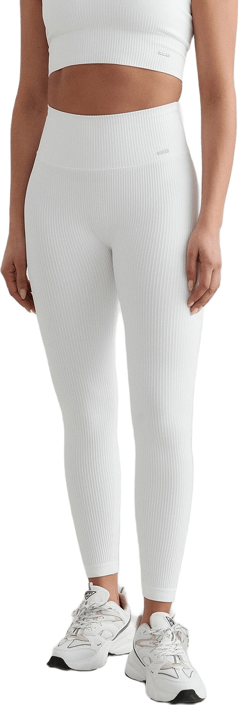 White Ribbed Seamless Tights