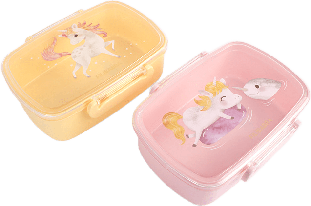 Lunch Boxes – 2-pack – Unicorn Shores, från Filibabba, i färgen yellow,rose.