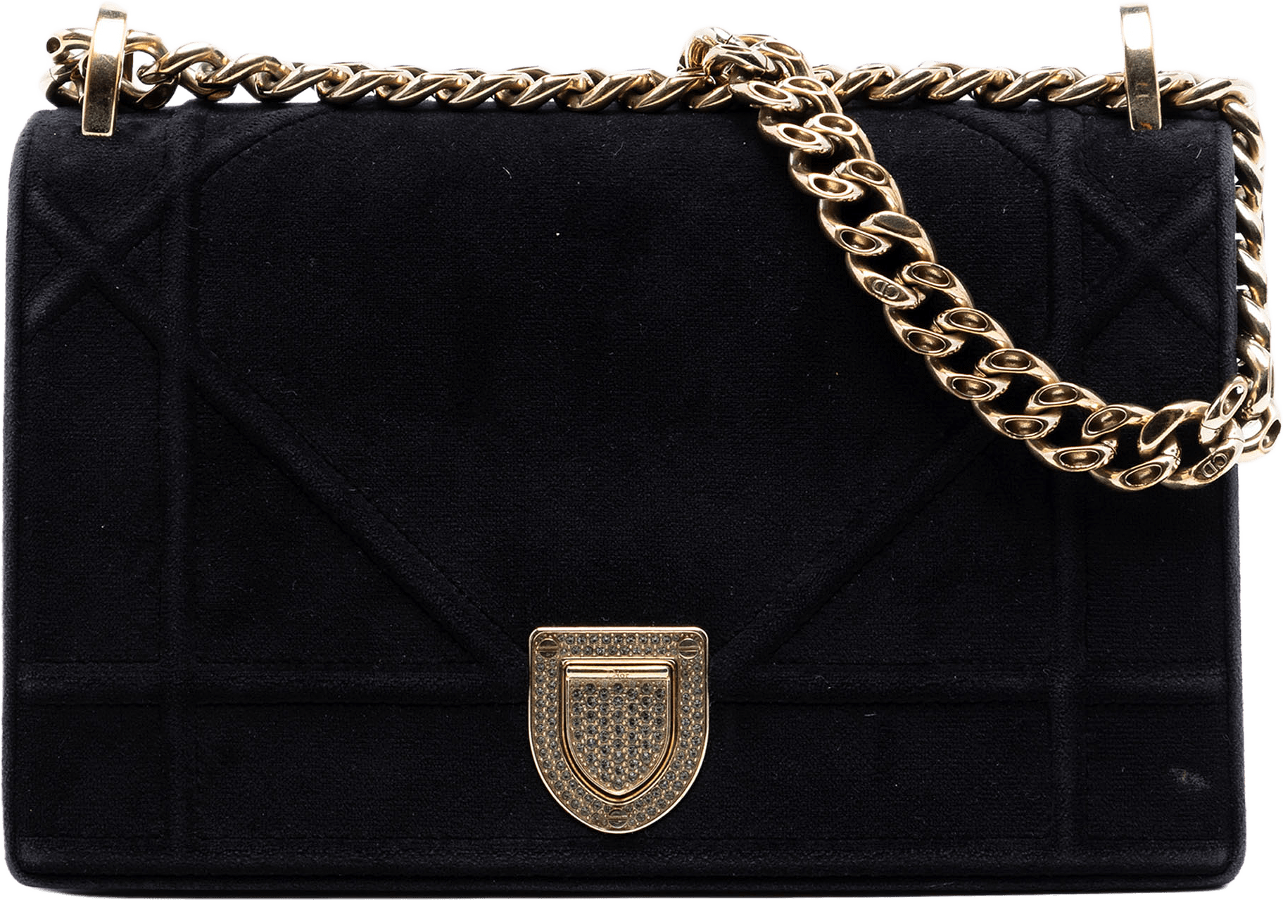 Dior Small Velvet Diorama Flap, från Luxclusif, i färgen black.