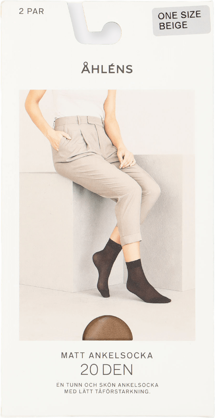 2-pack ankelstrumpor, 20 Den, från Å WOMAN, i färgen Beige 2.
