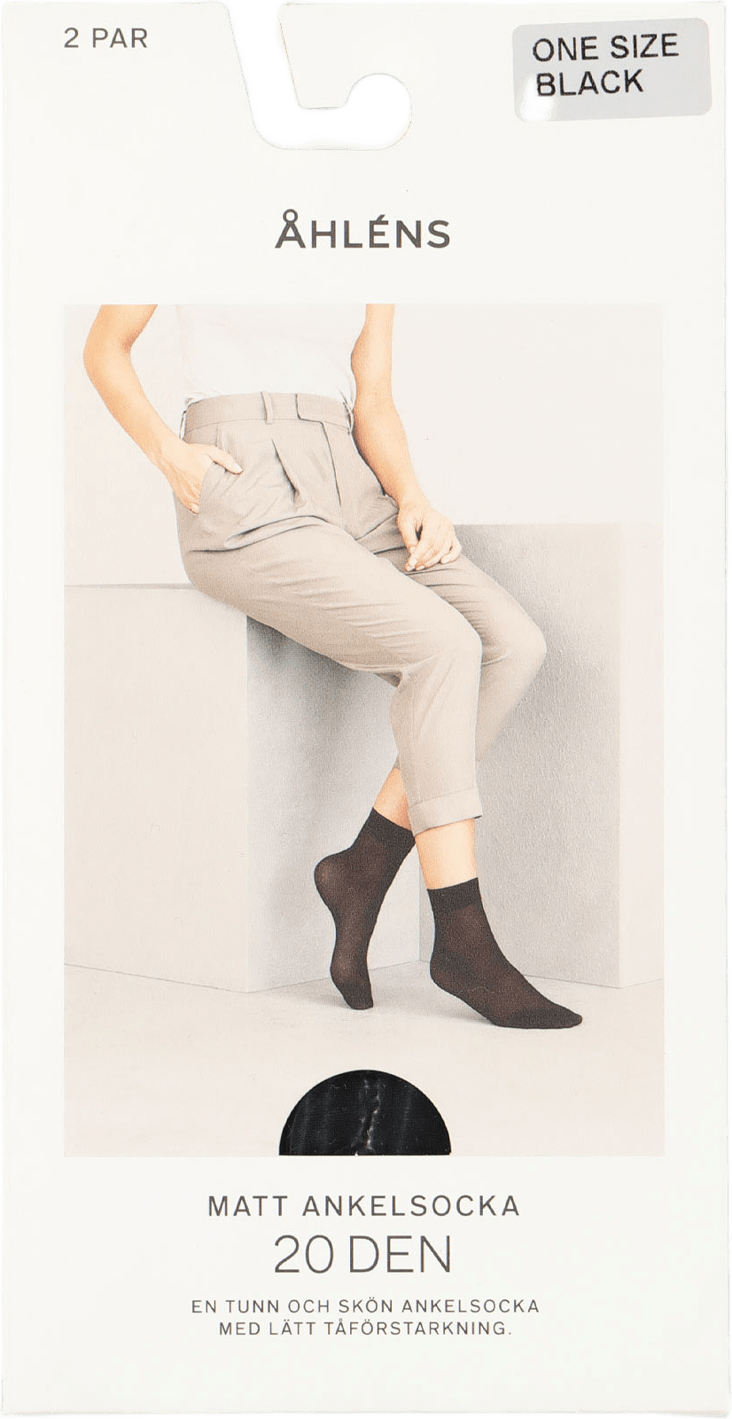 2-pack ankelstrumpor, 20 Den, från Å WOMAN, i färgen Black.