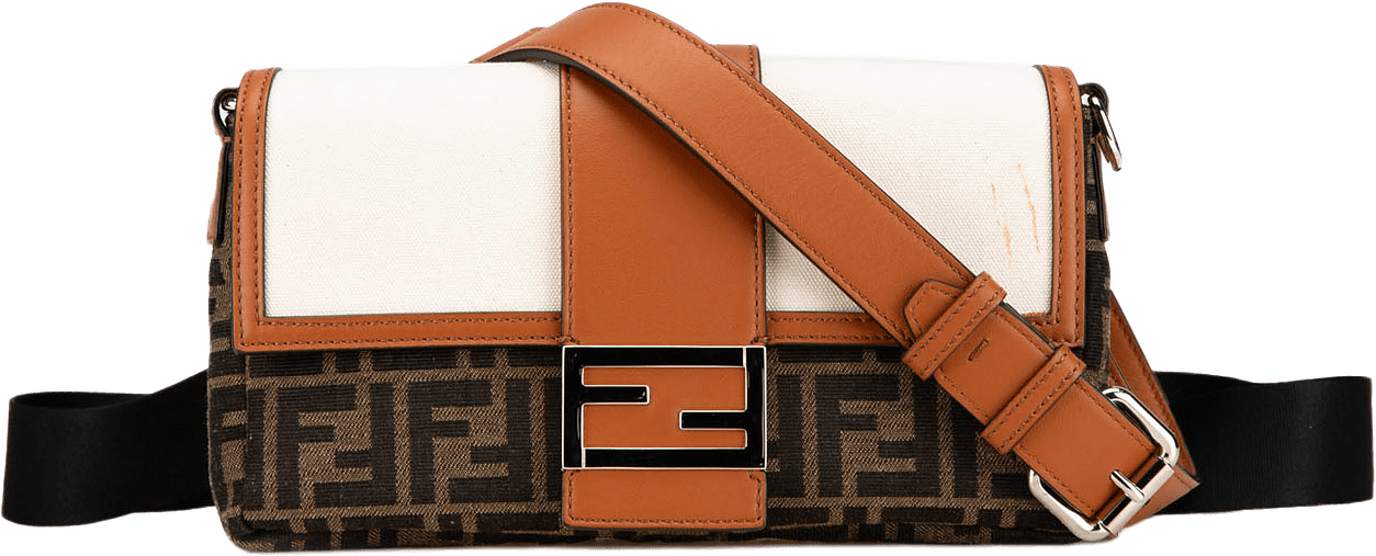 Fendi Zucca Canvas And Leather Convertible Baguette, från Luxclusif, i färgen brown.