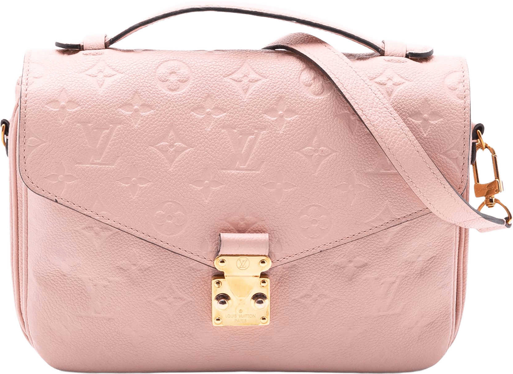 Louis Vuitton Monogram Empreinte Pochette Metis, från Luxclusif, i färgen pink.