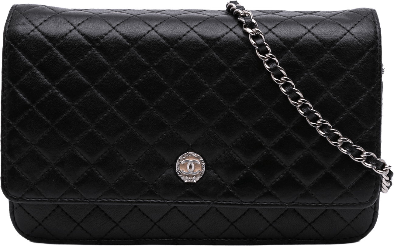 Chanel Cc Quilted Lambskin Wallet On Chain, från Luxclusif, i färgen black.