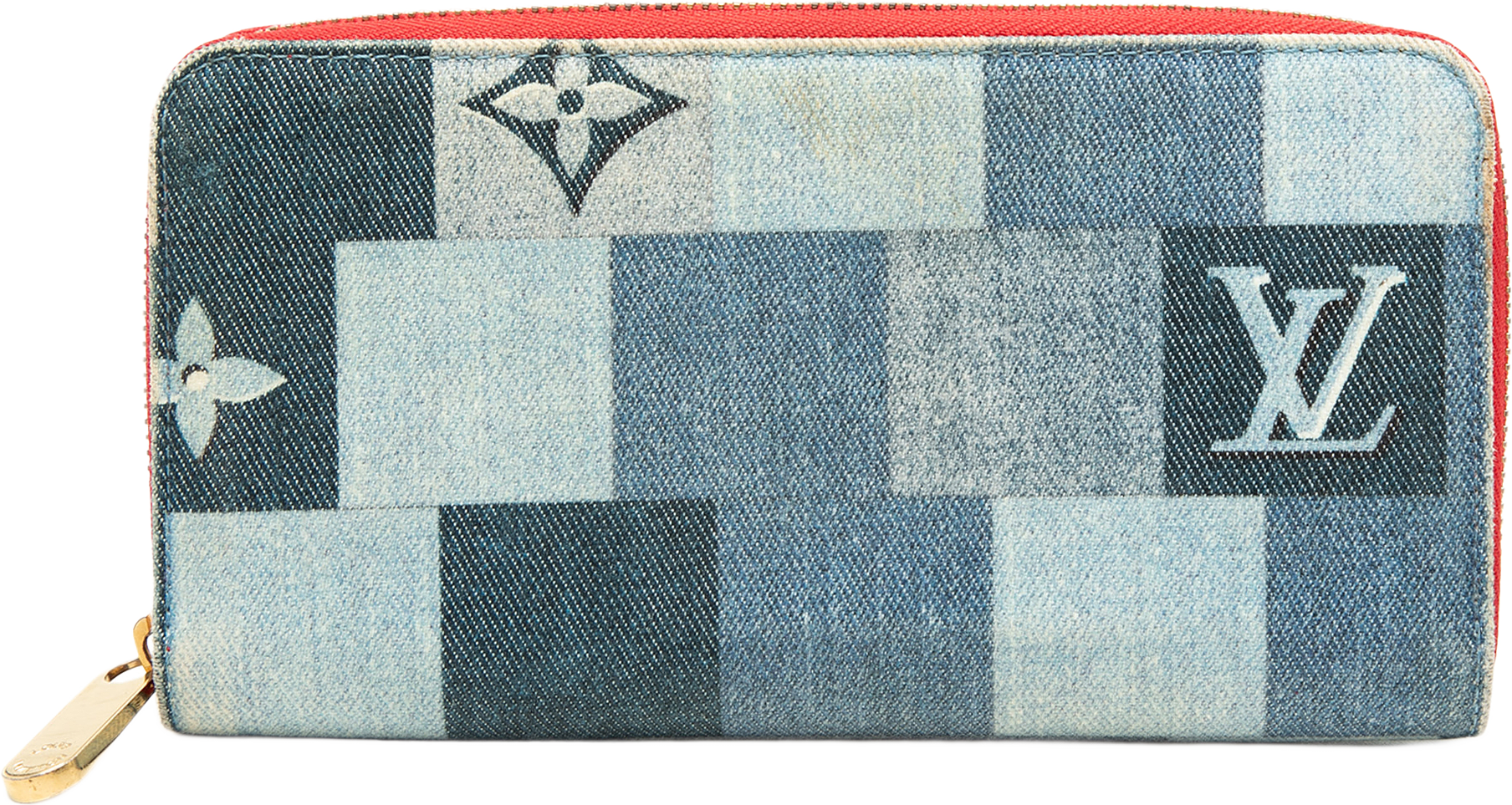 Louis Vuitton Monogram Denim Patchwork Zippy Long Wallet, från Luxclusif, i färgen blå.