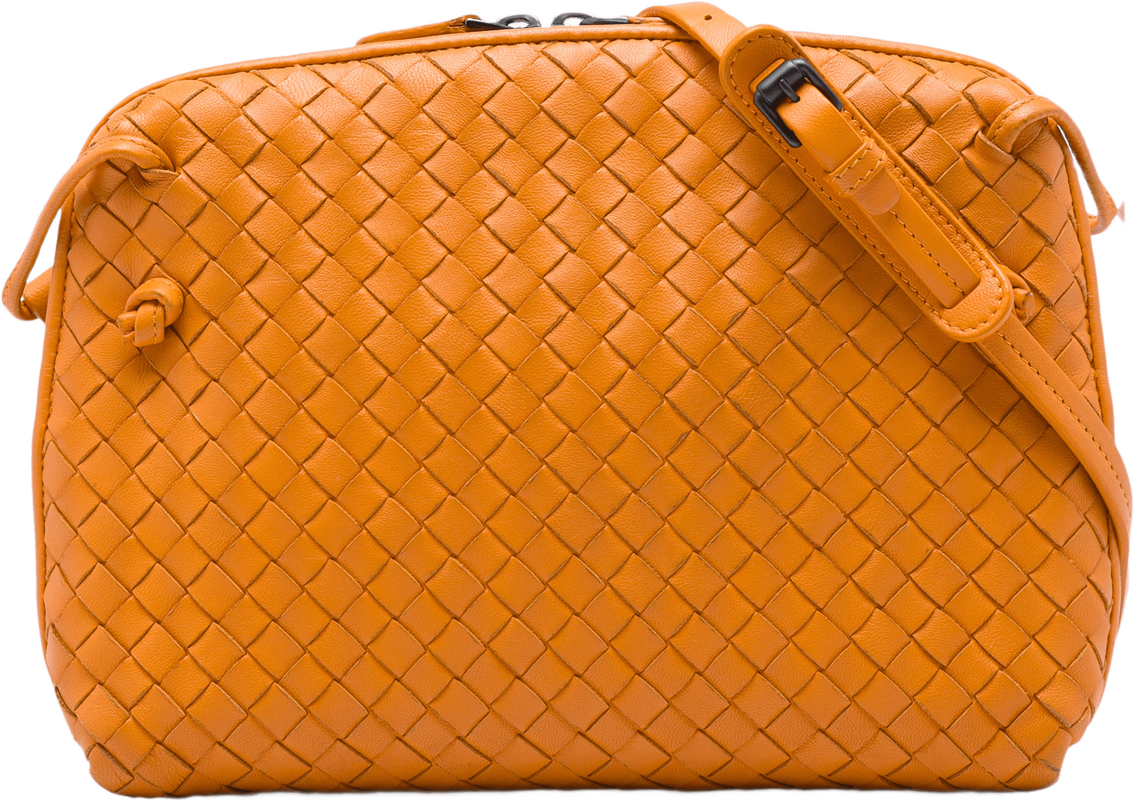 Bottega Veneta Nappa Intrecciato Nodini Crossbody, från Luxclusif, i färgen orange.