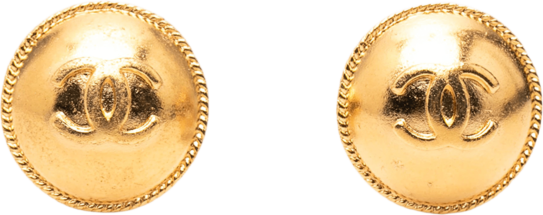 Chanel Cc Gold Plated Round Clip On Earrings, från Luxclusif, i färgen gold.