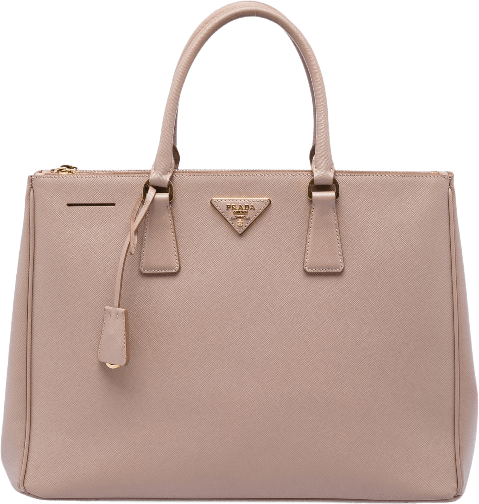 Prada Large Saffiano Lux Galleria Double Zip Satchel, från Luxclusif, i färgen rosa.