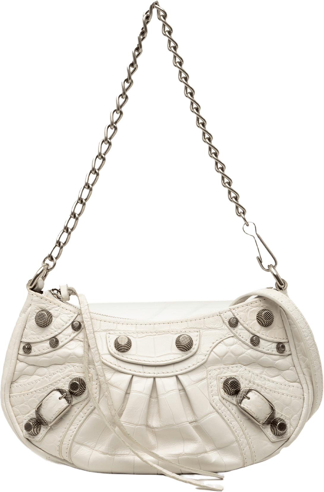 Balenciaga Mini Embossed Leather Motocross Le Cagole, från Luxclusif, i färgen white.