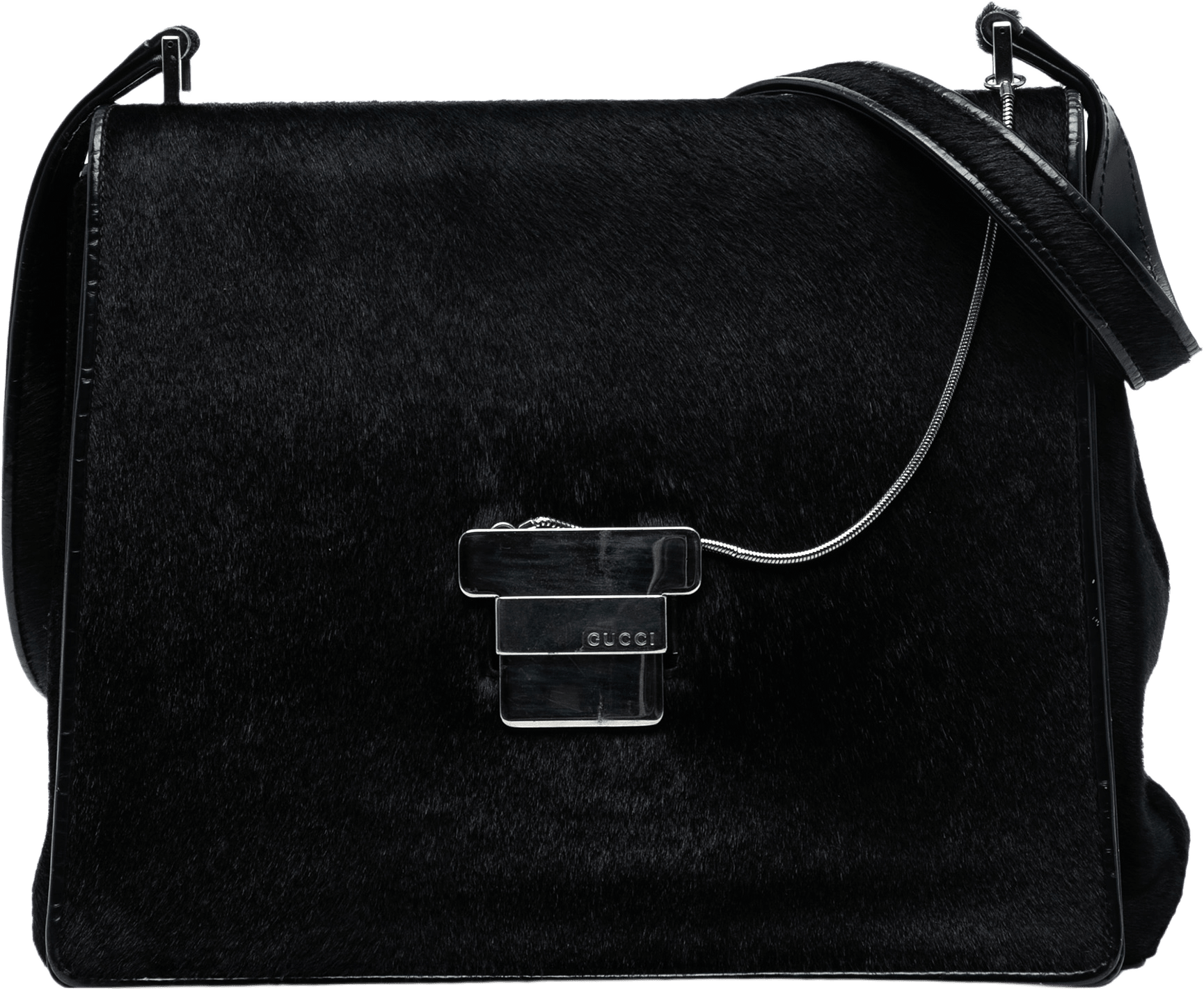 Gucci Pony Hair Shoulder Bag, från Luxclusif, i färgen black.
