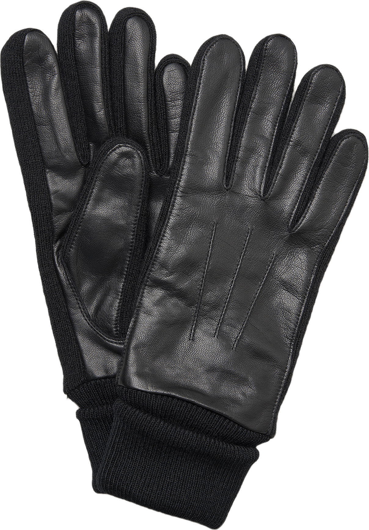 Fårskinnshandskar med stickade partier EVA, från Å WOMAN, i färgen Black.