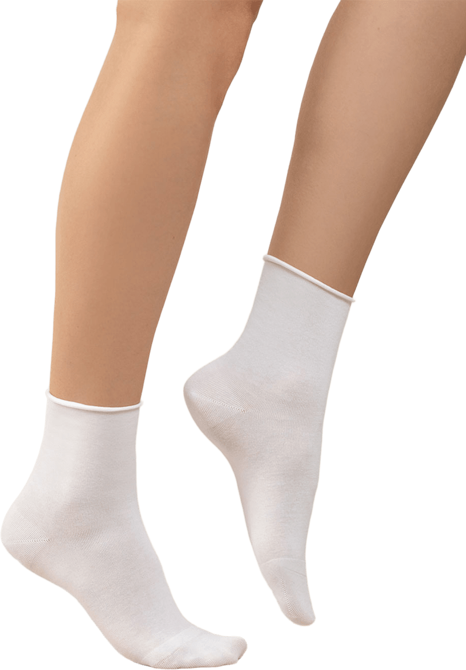 Ankelsocka i 97% bomull, roll-top, från BleuForêt, i färgen White.