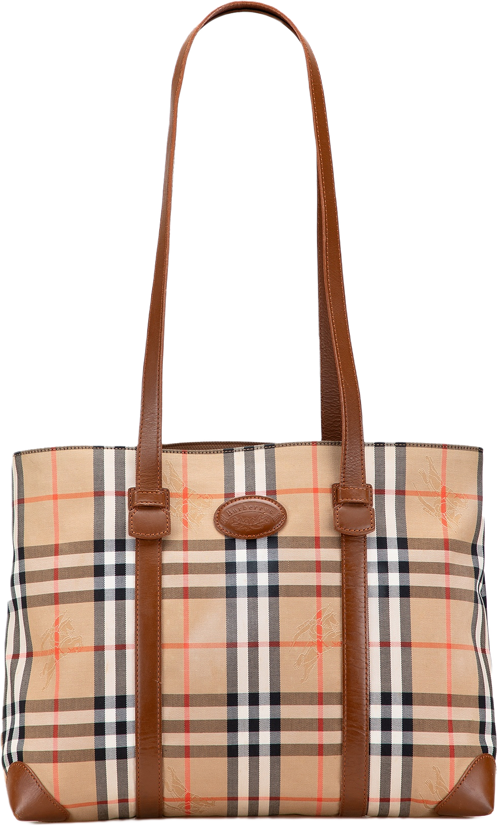 Burberry Haymarket Check Canvas Tote, från Luxclusif, i färgen beige.
