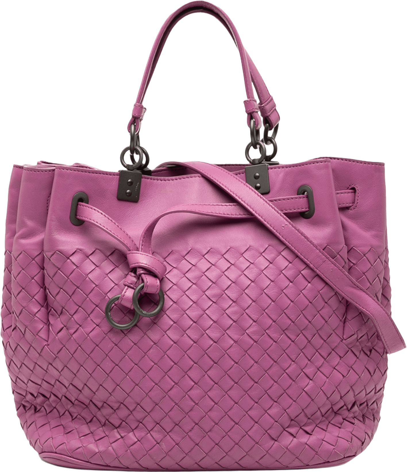 Bottega Veneta Nappa Intrecciato Bucket Bag, från Luxclusif, i färgen pink.