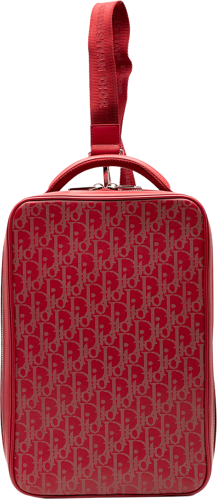 Dior Oblique Perforated Calfskin Galaxy World Tour Shoe Case, från Luxclusif, i färgen red.