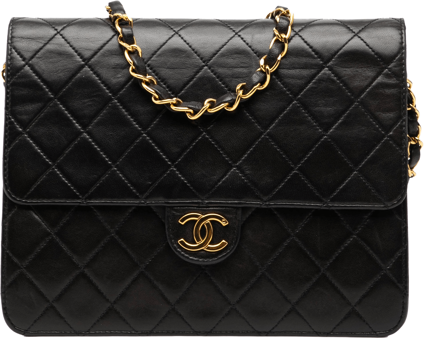 Chanel Small Cc Quilted Lambskin Single Flap, från Luxclusif, i färgen black.