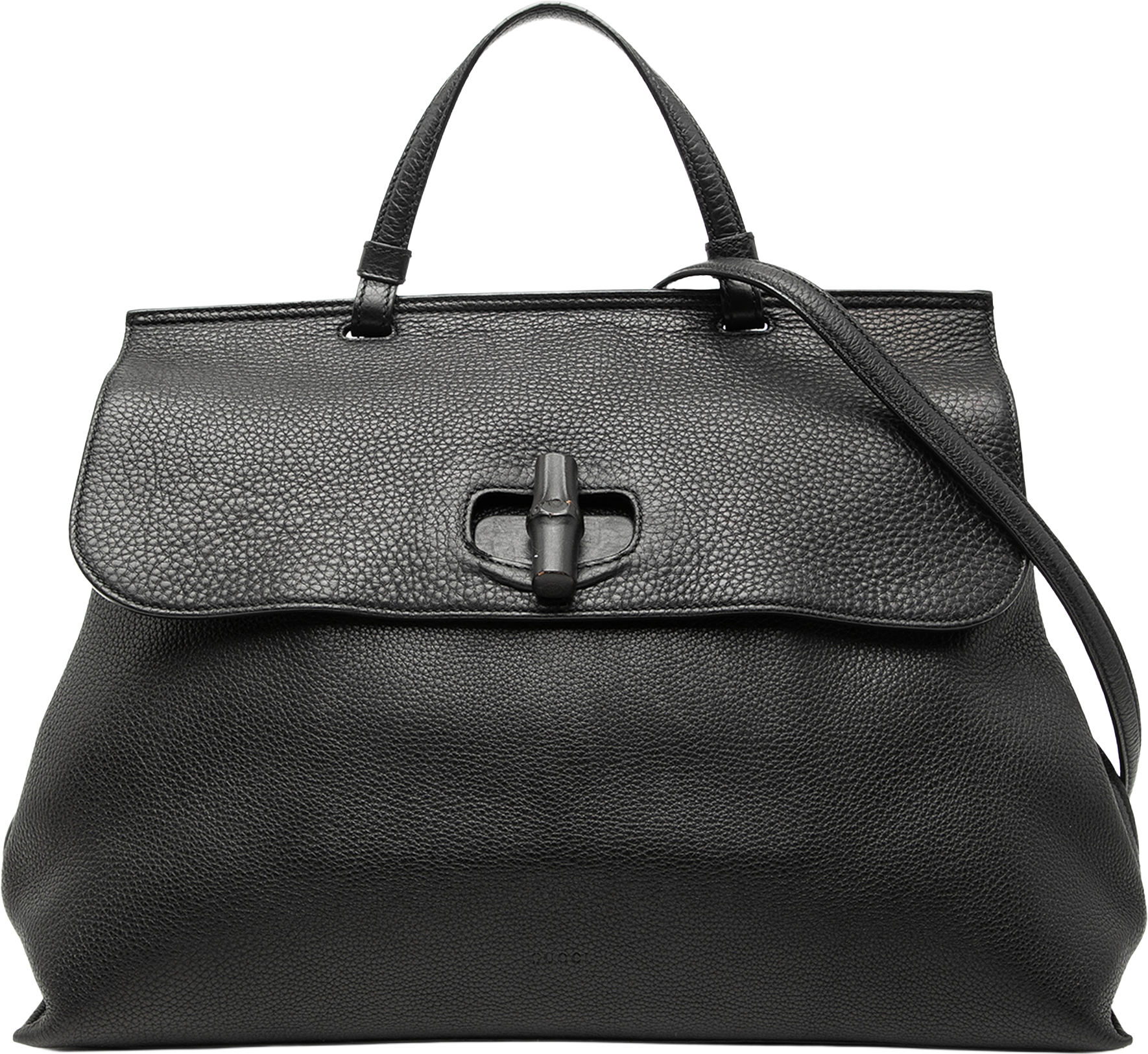 Gucci Large Leather Bamboo Daily Satchel, från Luxclusif, i färgen black.