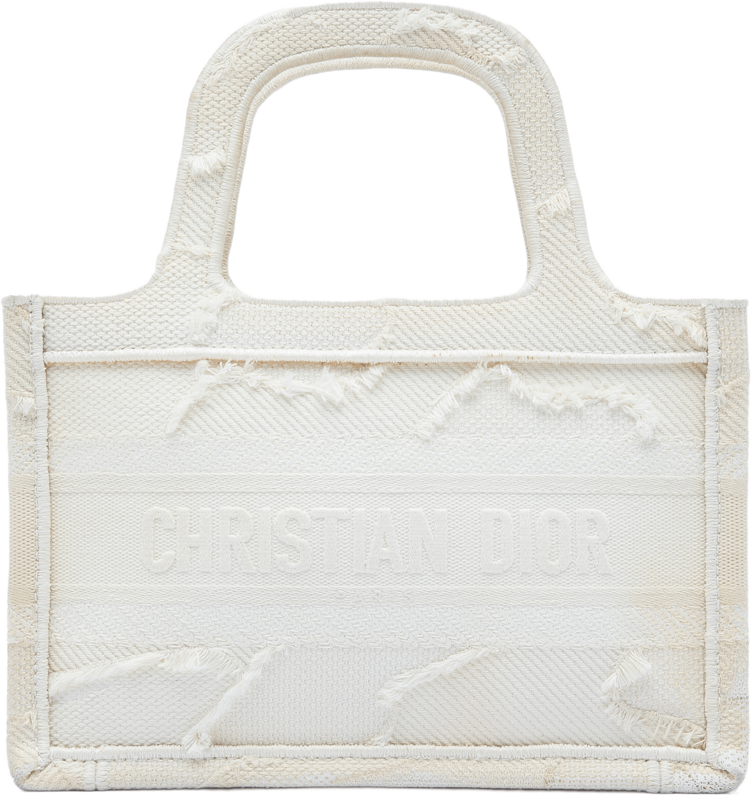 Dior Mini Embroidered Canvas Camouflage Book Tote, från Luxclusif, i färgen vit.