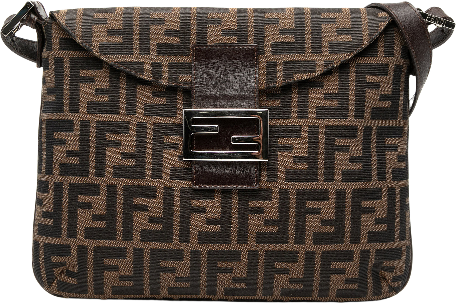 Fendi Zucca Canvas Double Flap Shoulder Bag, från Luxclusif, i färgen brown.