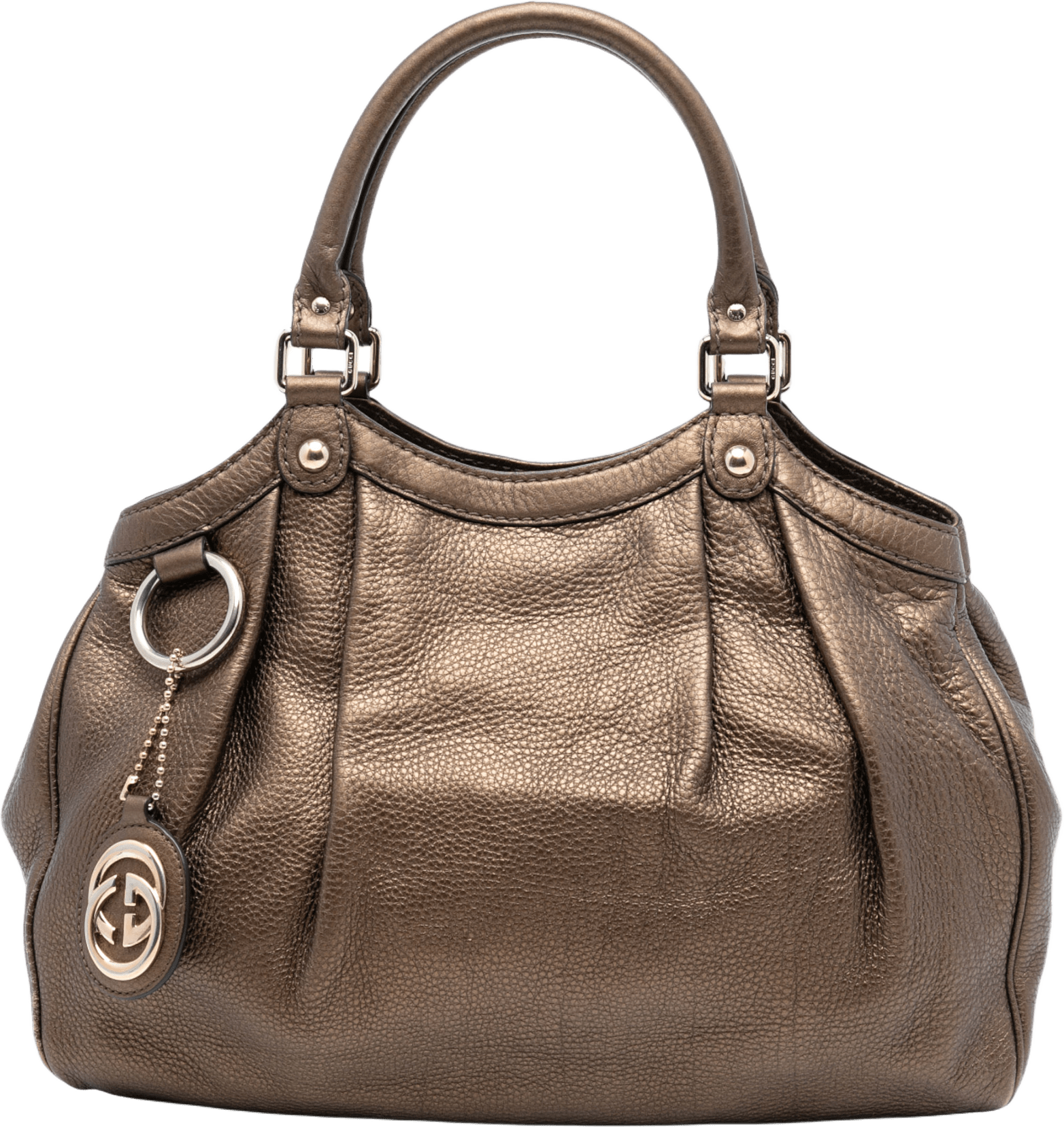 Gucci Medium Metallic Calfskin Sukey Tote, från Luxclusif, i färgen bronze.