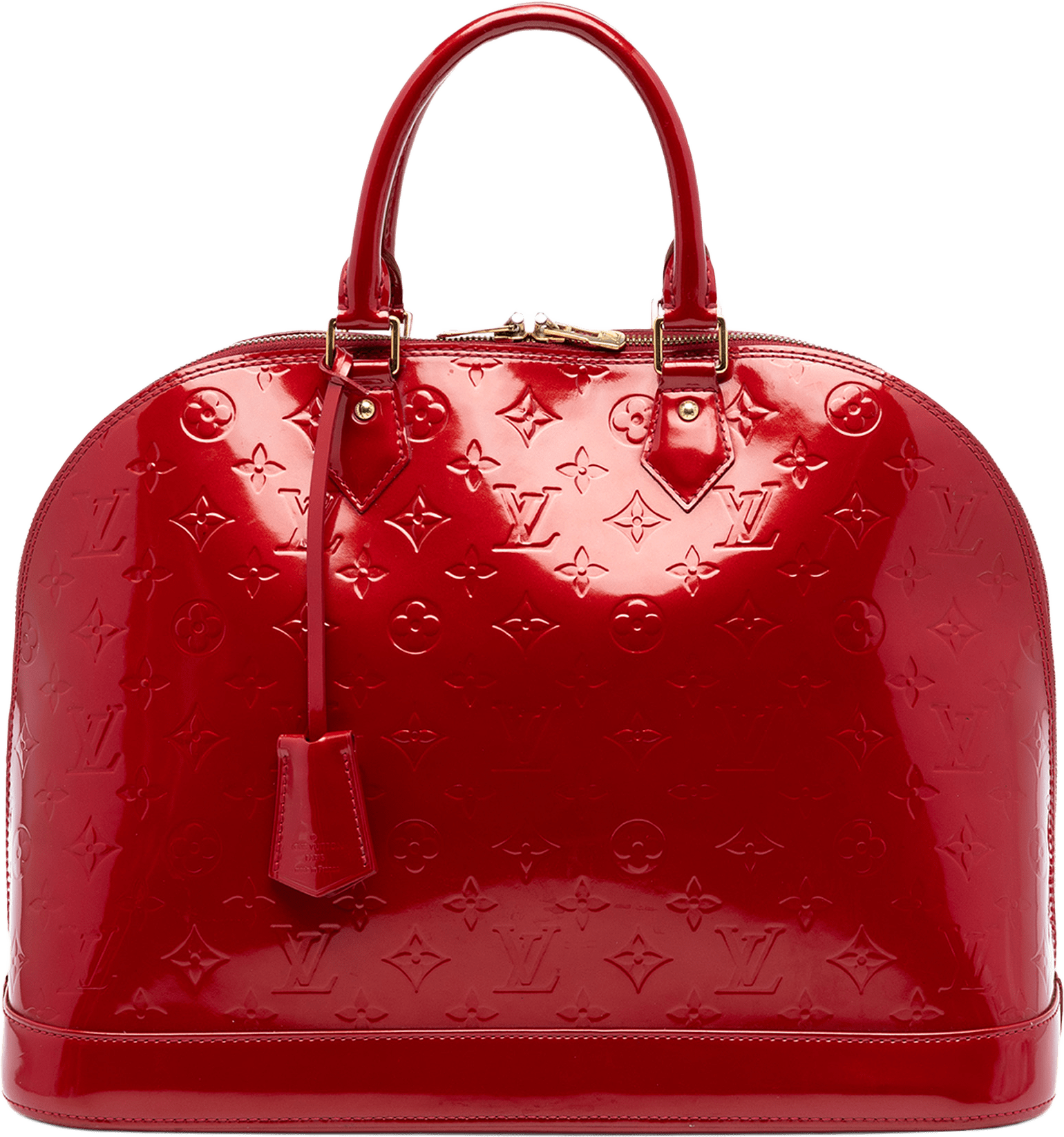 Louis Vuitton Monogram Vernis Alma Gm, från Luxclusif, i färgen red.