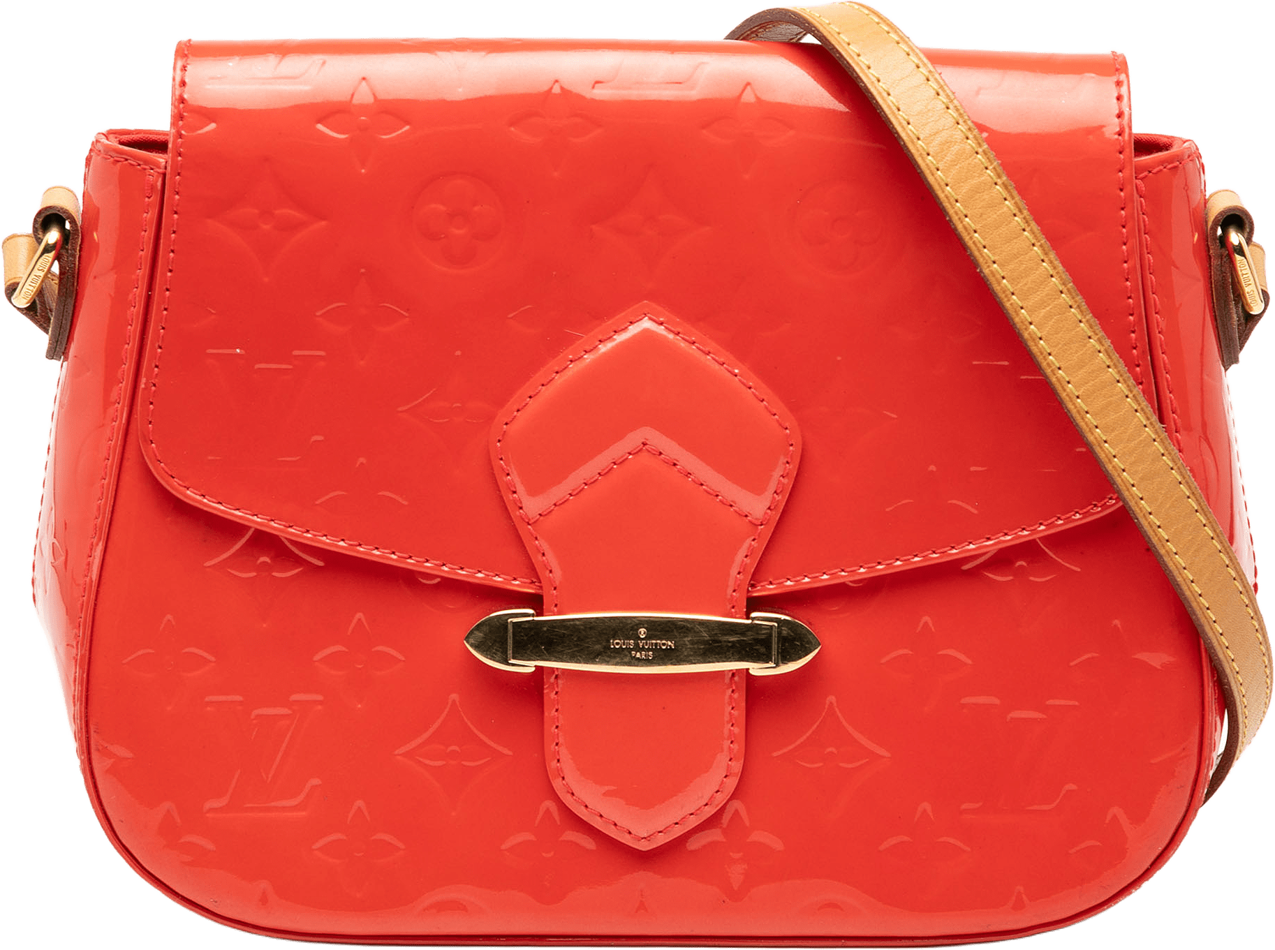 Louis Vuitton Monogram Vernis Bellflower Gm, från Luxclusif, i färgen orange.