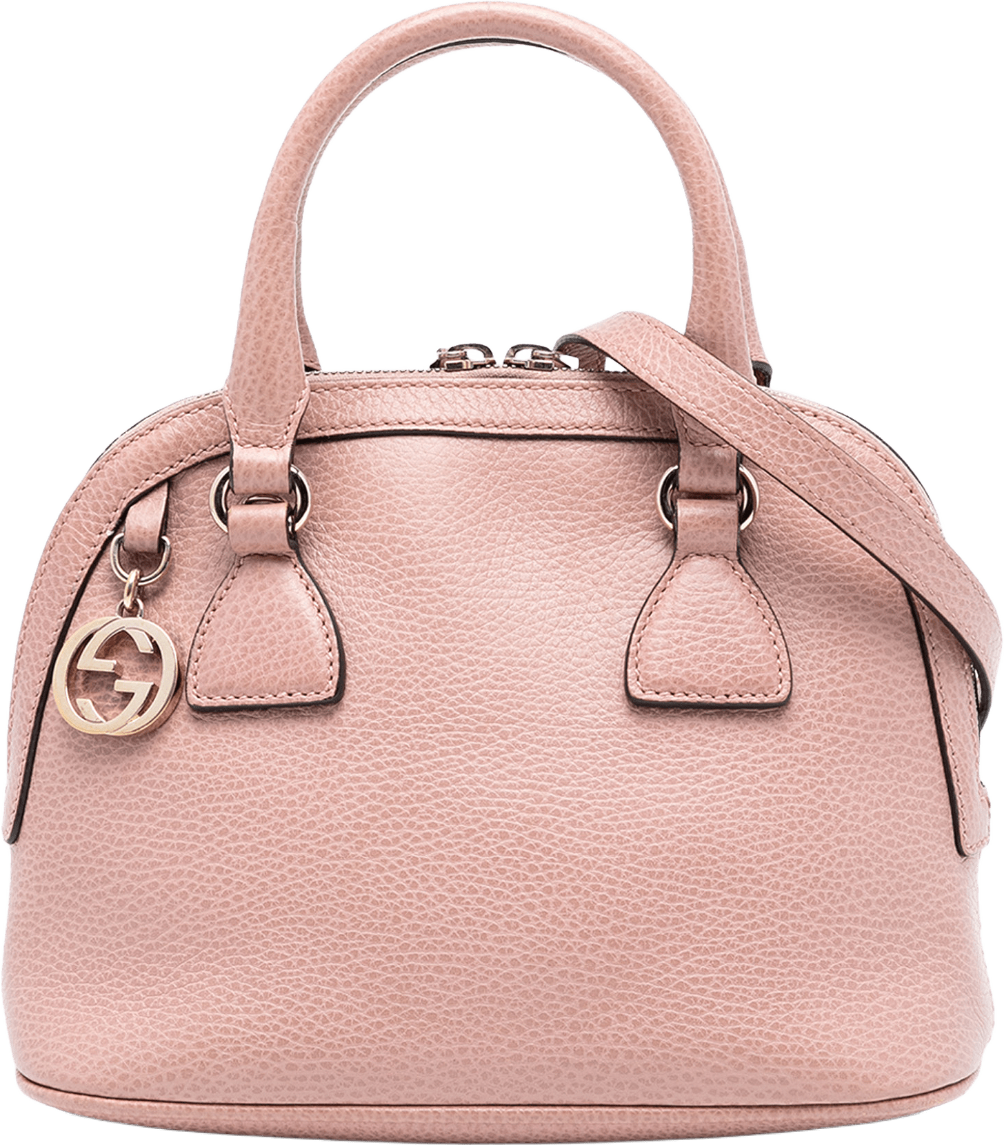 Gucci Mini Leather Gg Charm Dome Satchel, från Luxclusif, i färgen pink.