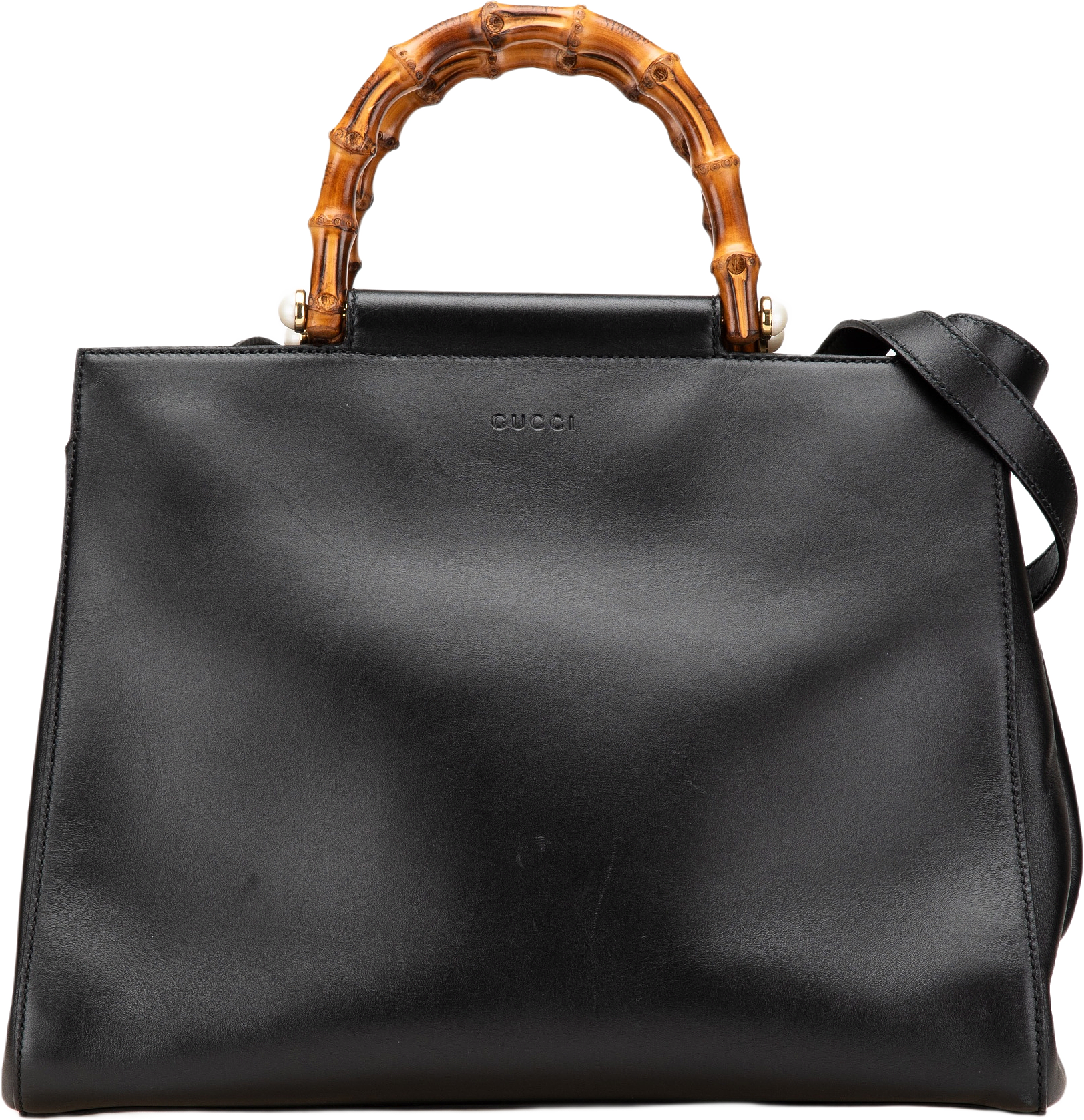 Gucci Medium Leather Bamboo Nymphaea Satchel
