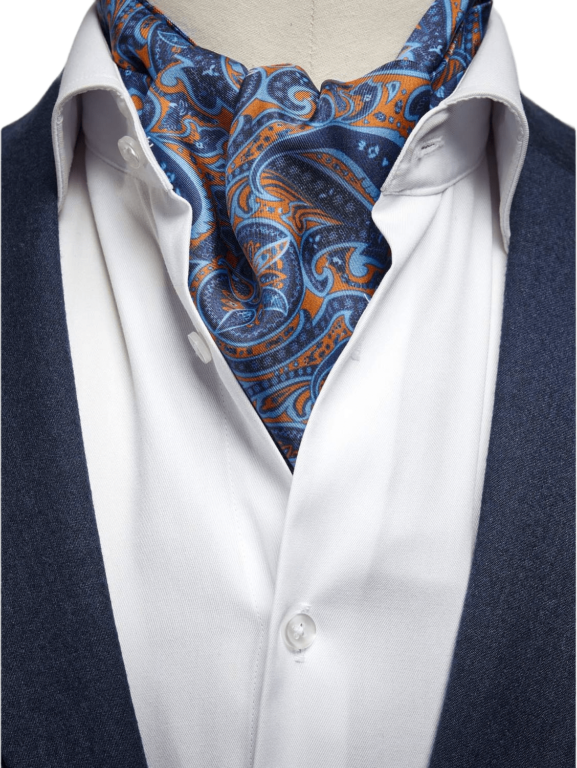 Silk Double Pointed Ascot Paisley, från John Henric, i färgen blue.