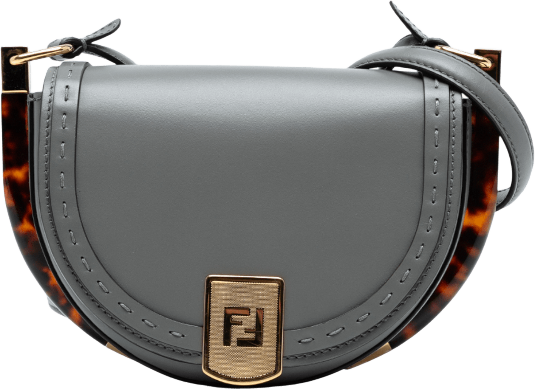 Fendi Leather Moonlight Crossbody, från Luxclusif, i färgen gray.