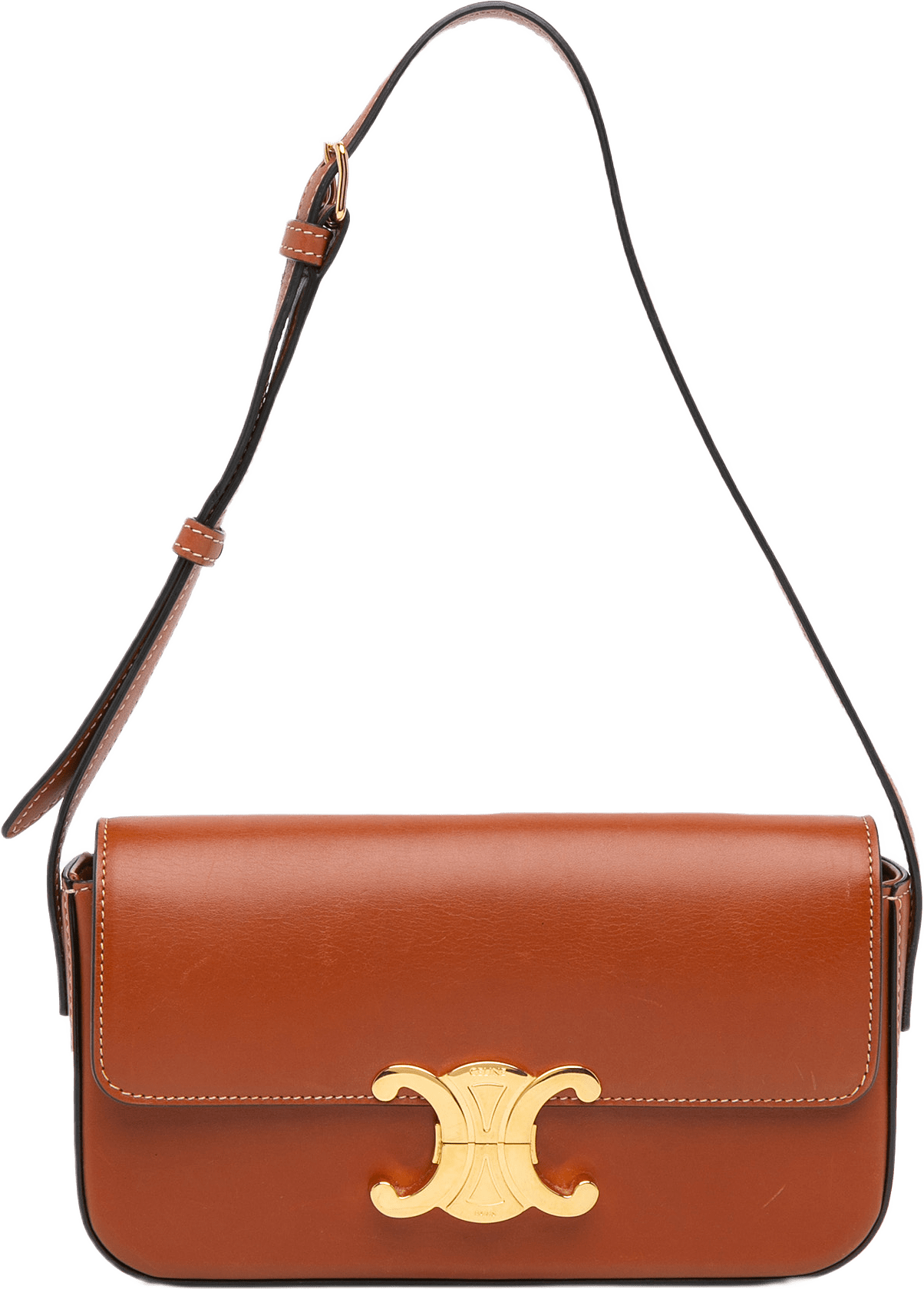 Celine Leather Triomphe Claude Shoulder Bag