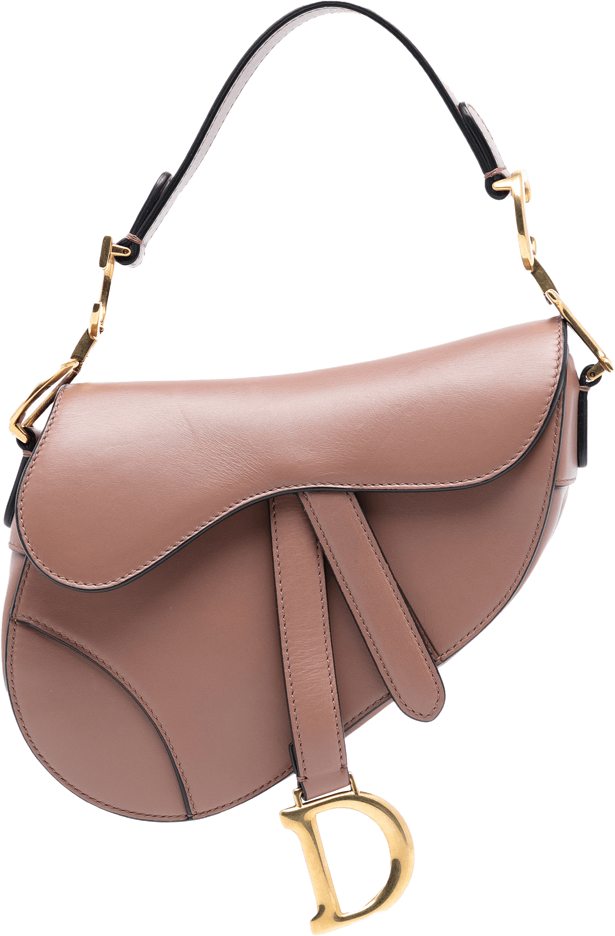 Dior Mini Smooth Calfskin Saddle Bag, från Luxclusif, i färgen nude.