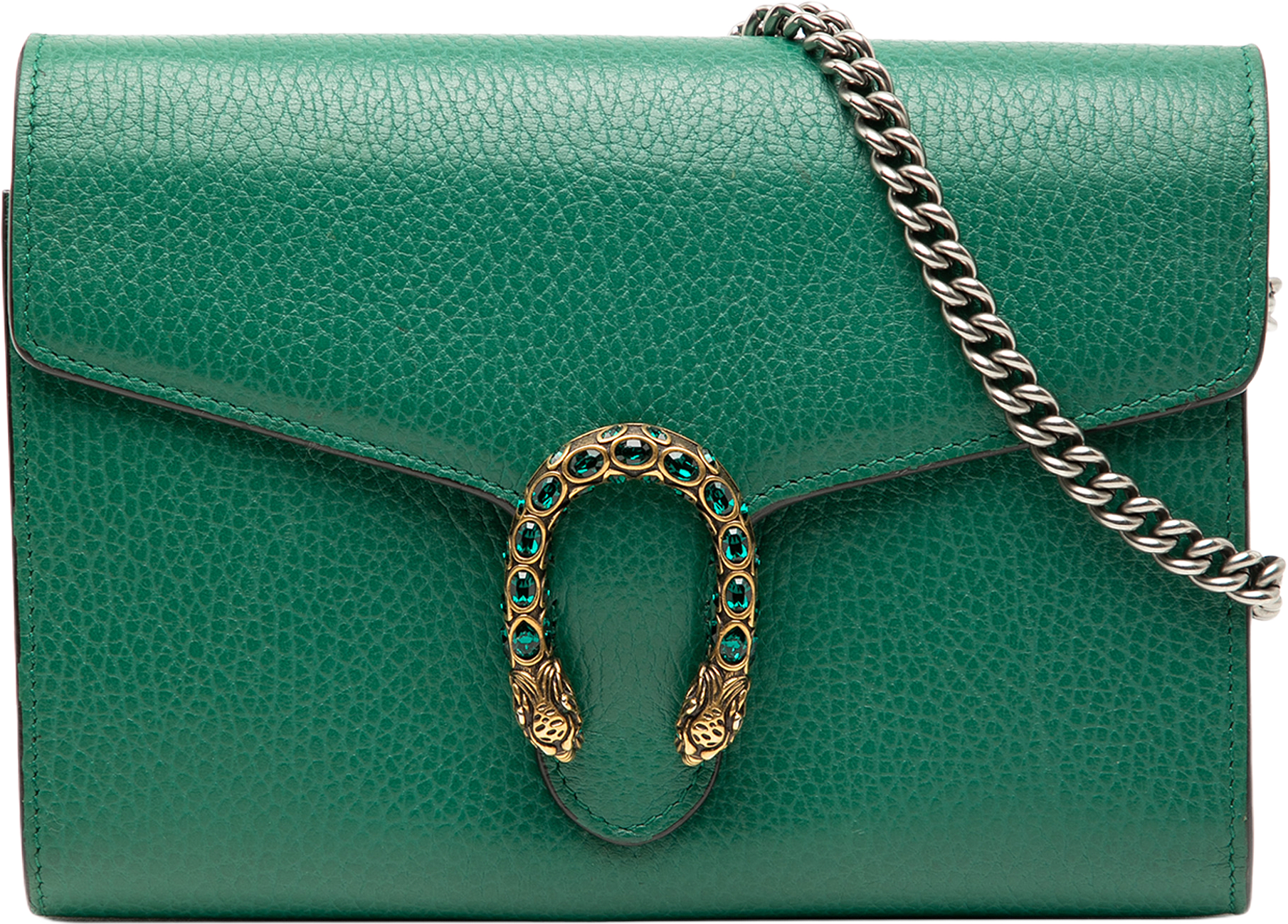 Gucci Leather Dionysus Wallet On Chain, från Luxclusif, i färgen green.
