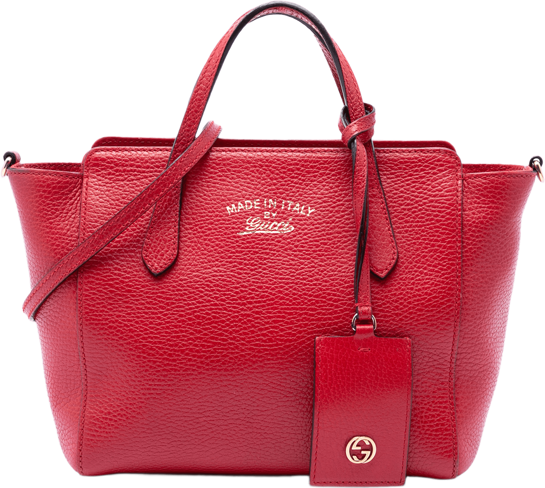 Gucci Mini Calfskin Swing Satchel, från Luxclusif, i färgen red.