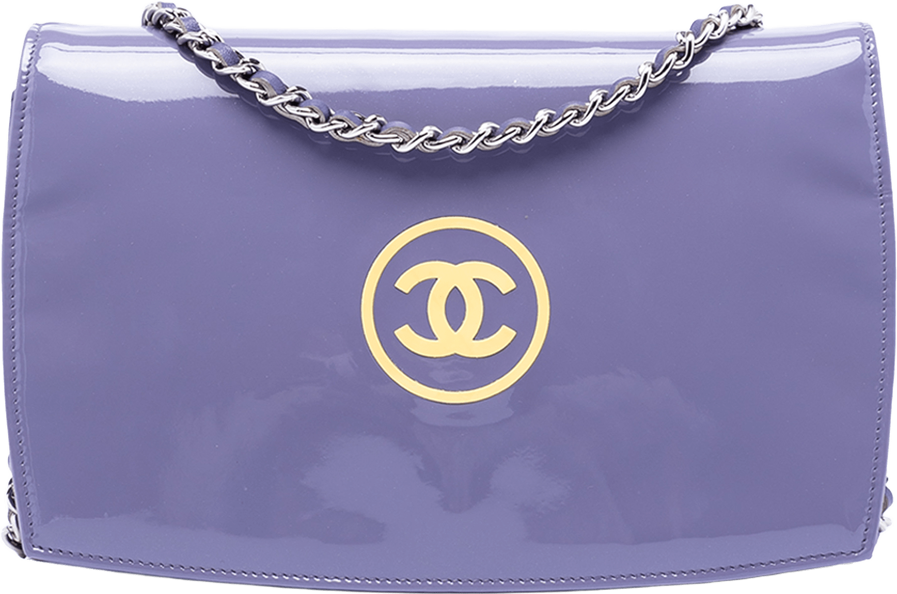 Chanel Cc Patent Wallet On Chain, från Luxclusif, i färgen purple.