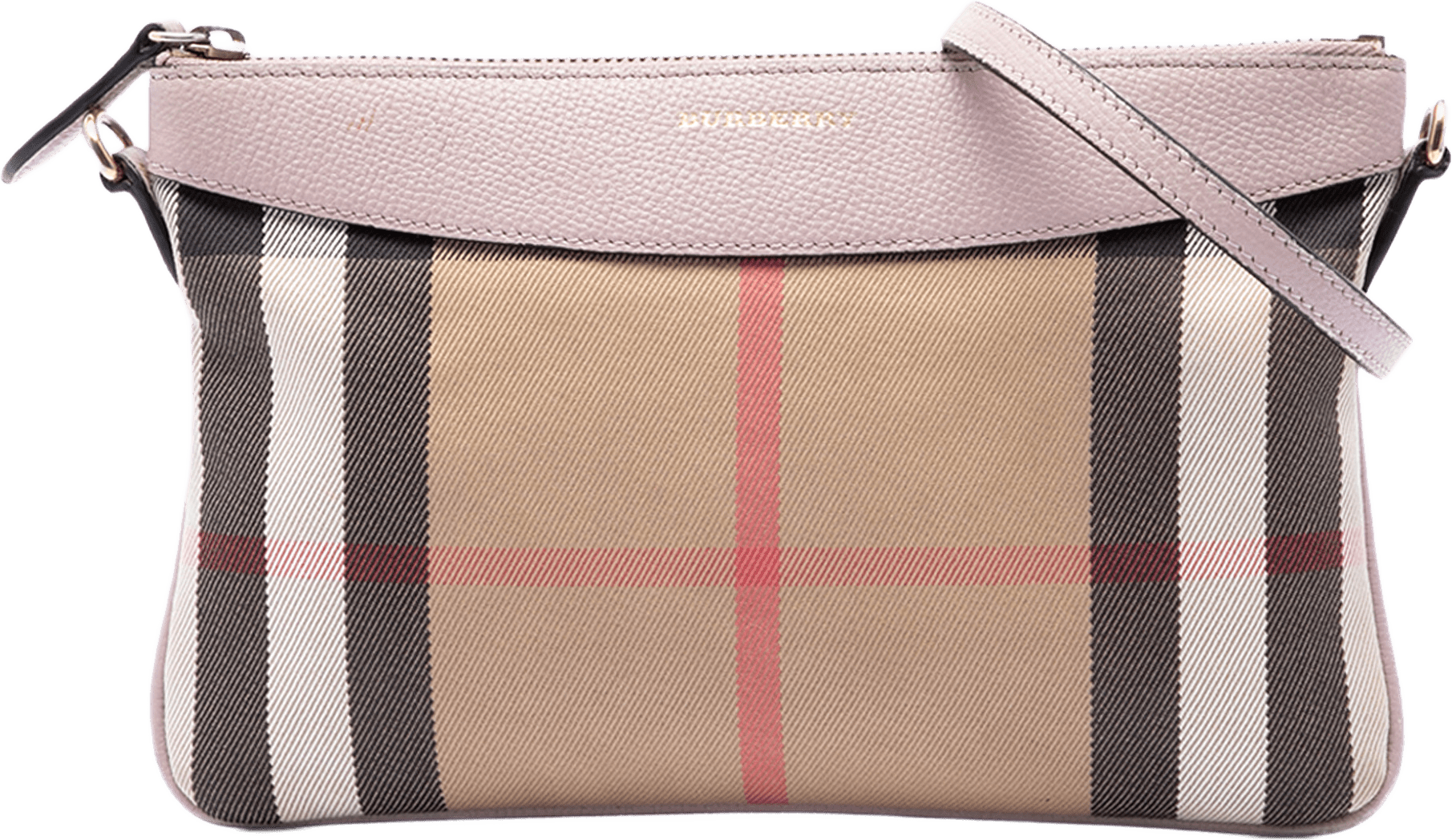 Burberry House Check Canvas Derby Peyton Crossbody, från Luxclusif, i färgen light brown.