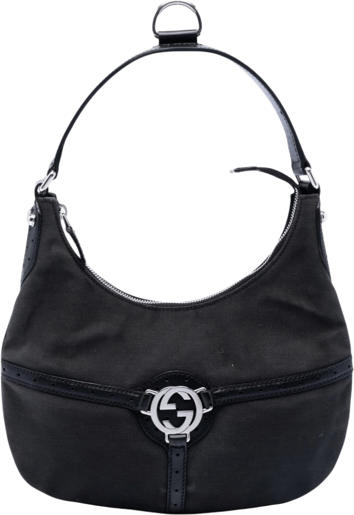 Gucci Canvas Reins Hobo, från Luxclusif, i färgen black.