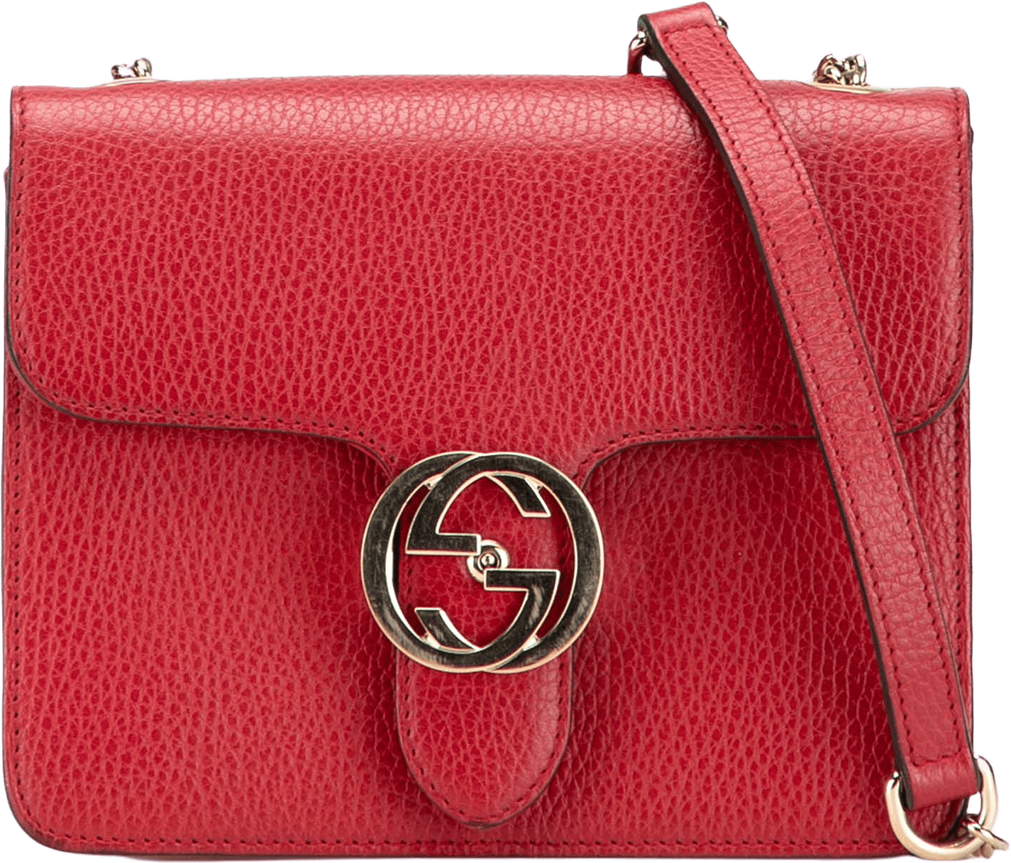 Gucci Small Dollar Calfskin Interlocking G Crossbody, från Luxclusif, i färgen red.