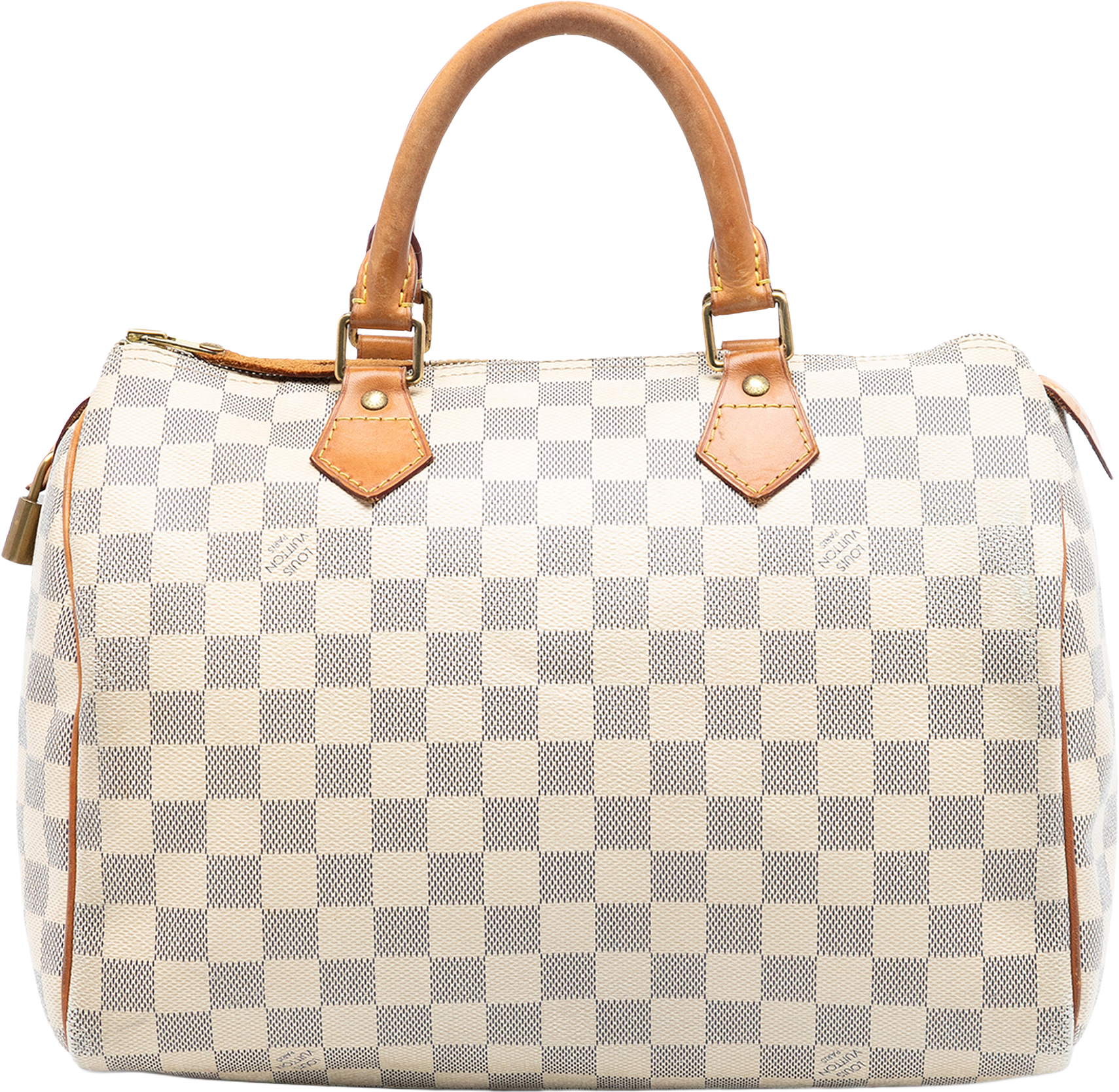 Louis Vuitton Damier Azur Speedy 30, från Luxclusif, i färgen white.